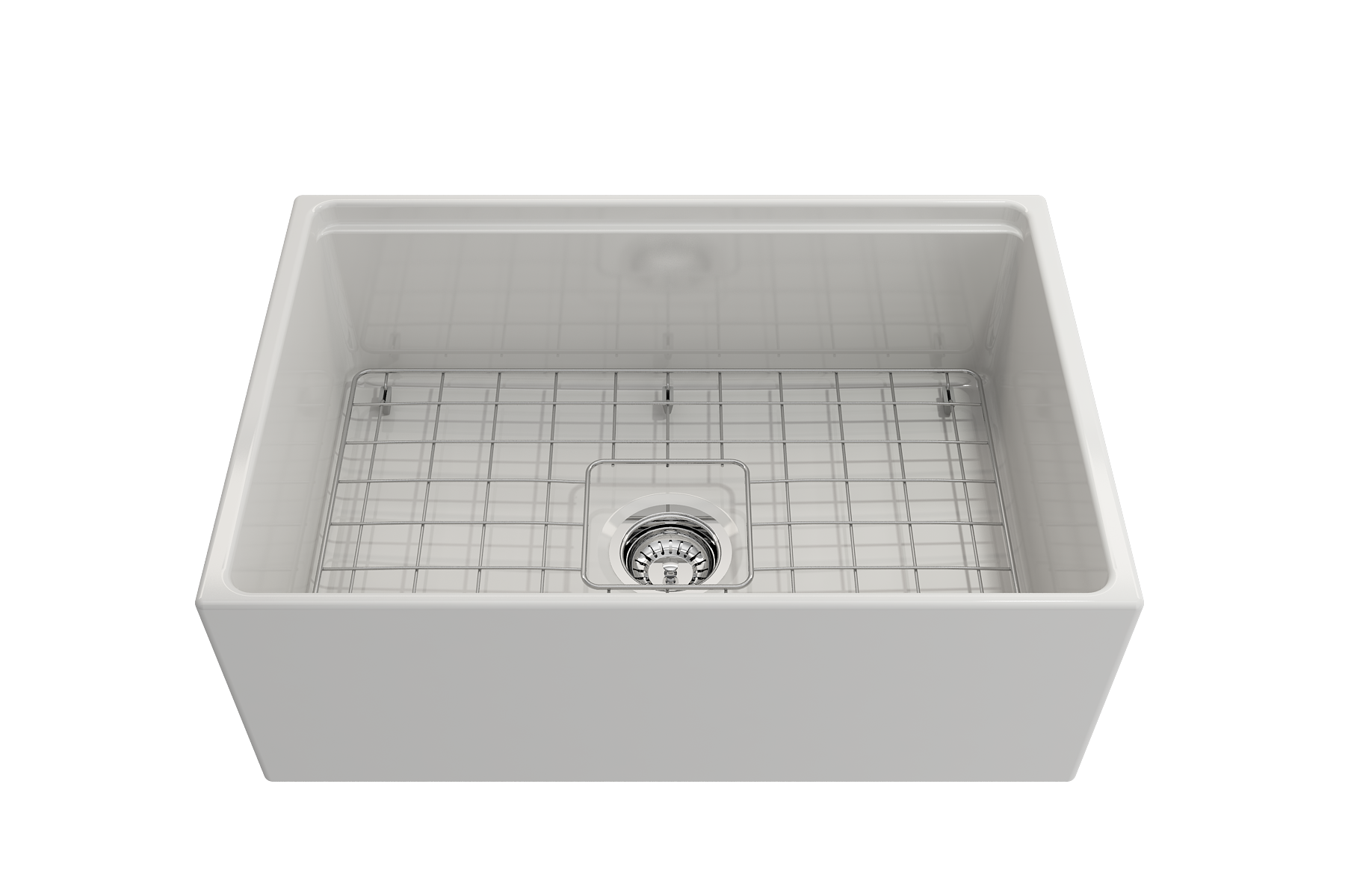 Contempo Step-Rim Apron Front Fireclay 27 in. Single Bowl Kitchen Sink with Integrated Work Station & Accessories 1628