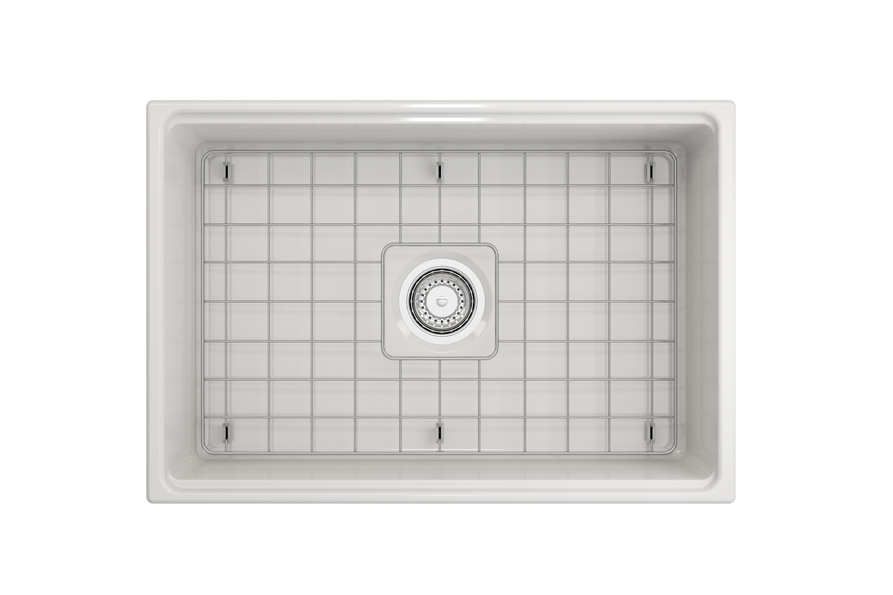 Contempo Step-Rim Apron Front Fireclay 27 in. Single Bowl Kitchen Sink with Integrated Work Station & Accessories 1628
