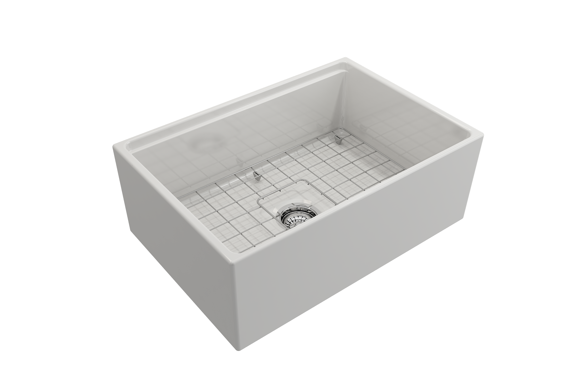 Contempo Step-Rim Apron Front Fireclay 27 in. Single Bowl Kitchen Sink with Integrated Work Station & Accessories 1628