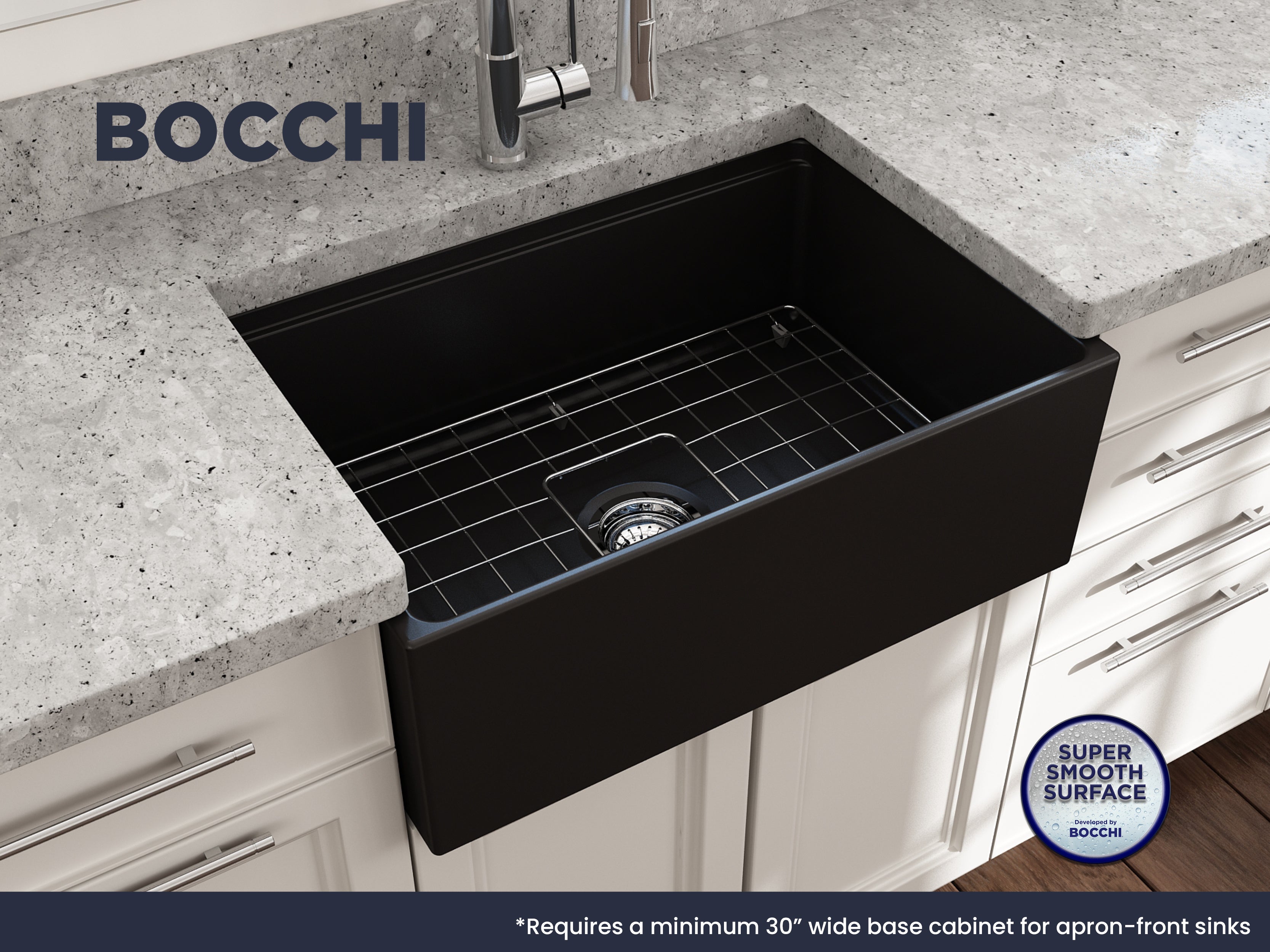 Contempo Step-Rim Apron Front Fireclay 27 in. Single Bowl Kitchen Sink with Integrated Work Station & Accessories 1628