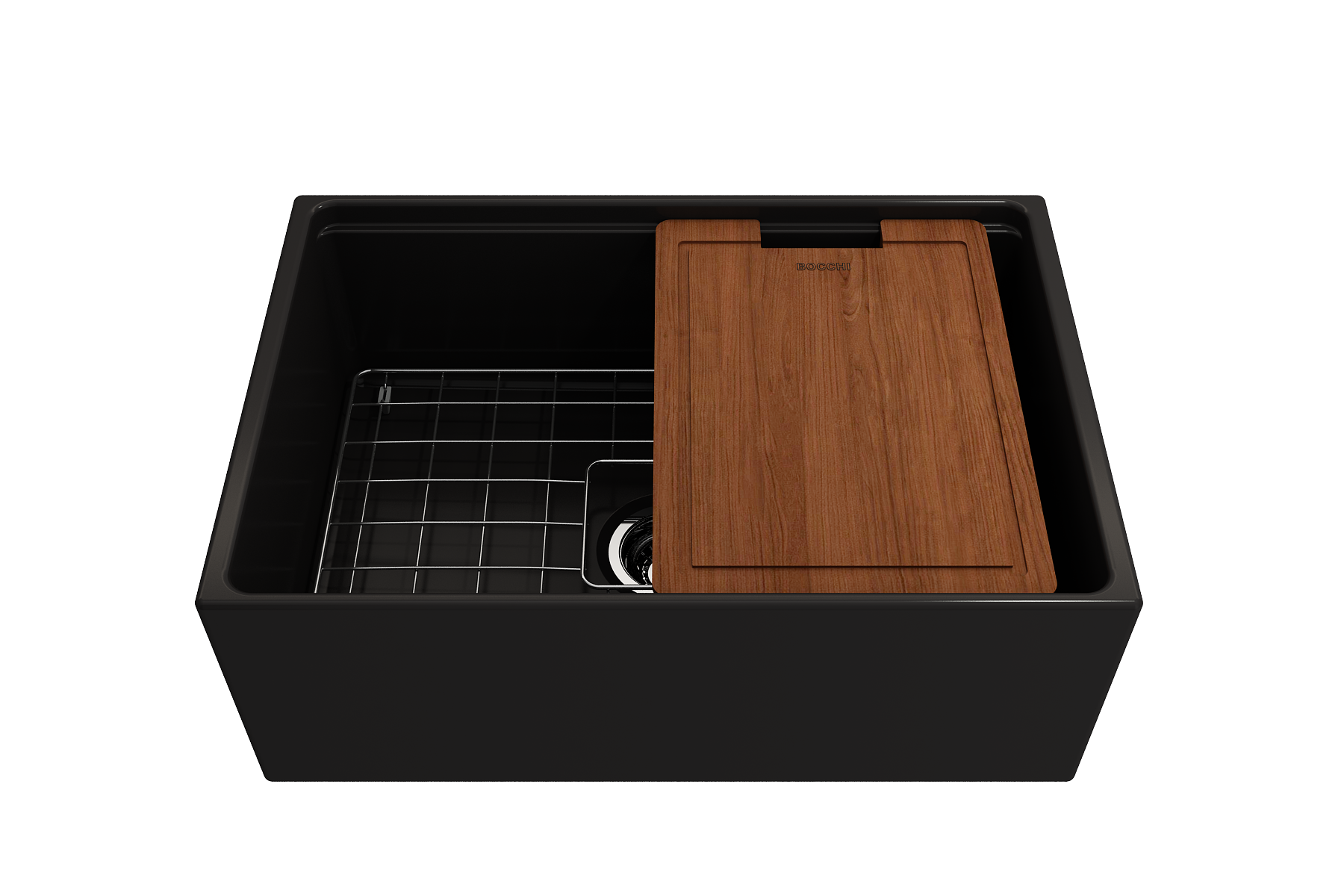 Contempo Step-Rim Apron Front Fireclay 27 in. Single Bowl Kitchen Sink with Integrated Work Station & Accessories 1628
