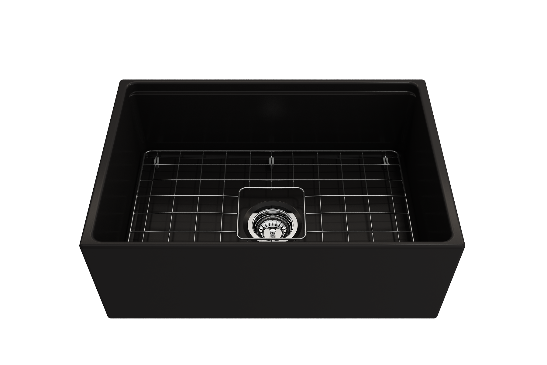 Contempo Step-Rim Apron Front Fireclay 27 in. Single Bowl Kitchen Sink with Integrated Work Station & Accessories 1628