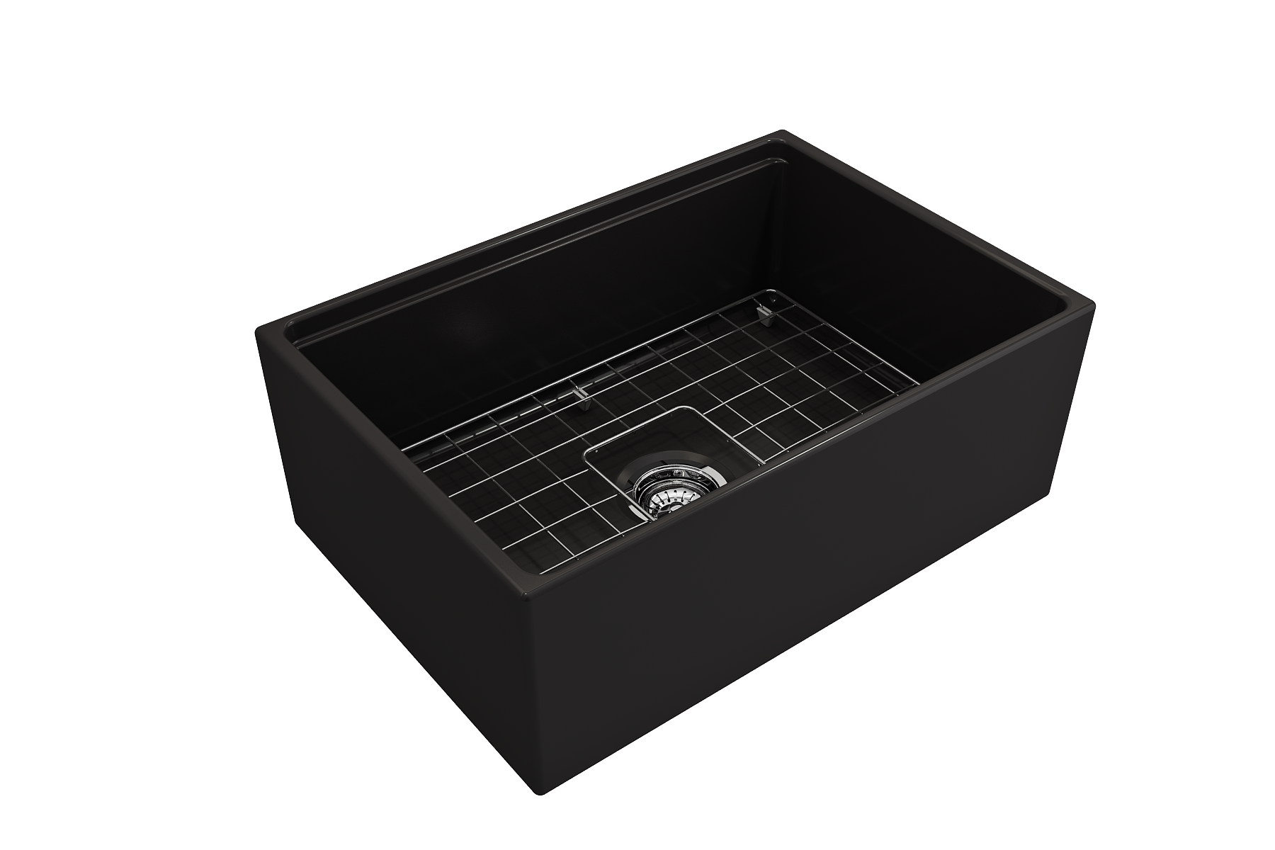 Contempo Step-Rim Apron Front Fireclay 27 in. Single Bowl Kitchen Sink with Integrated Work Station & Accessories 1628