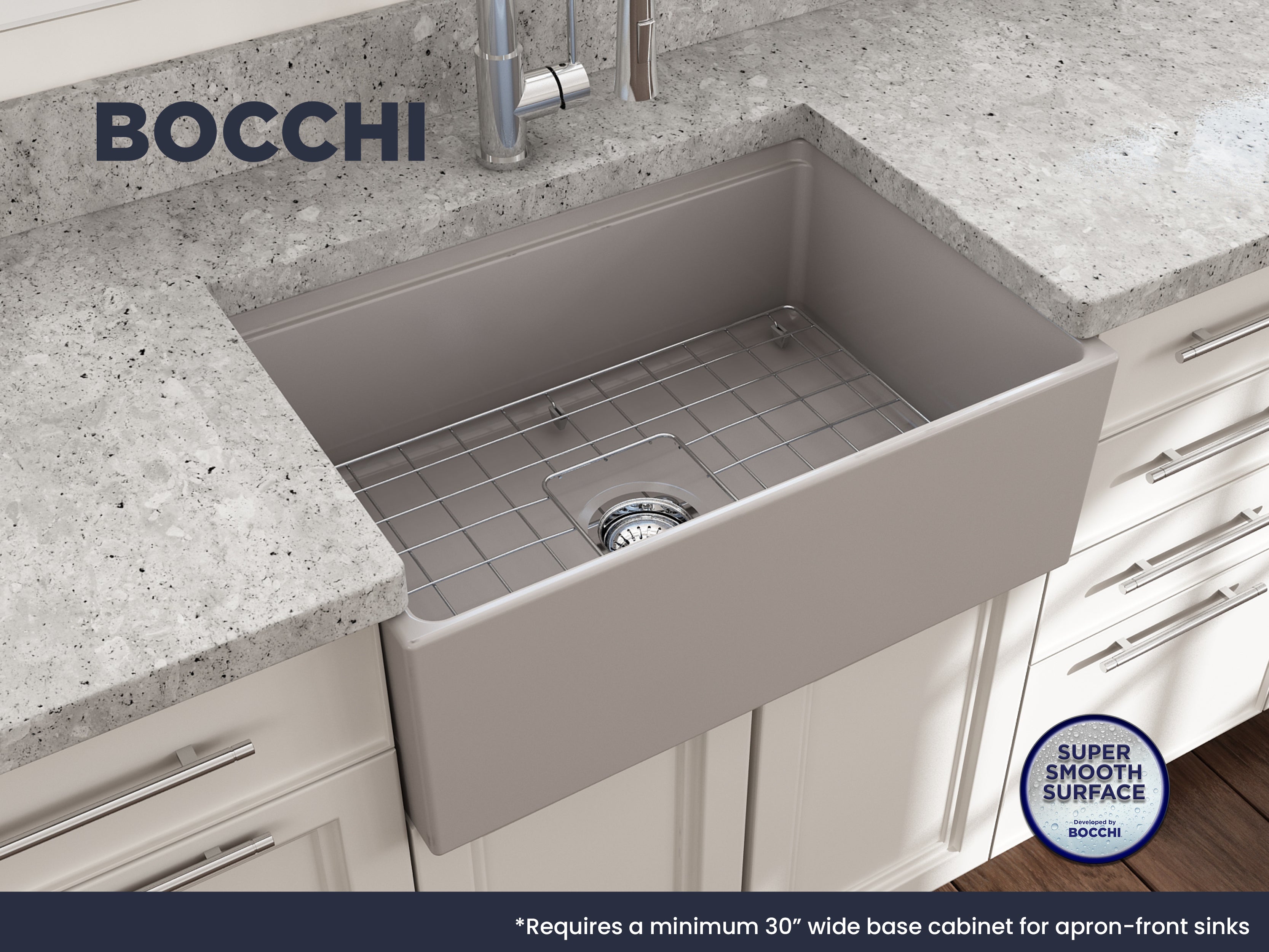 Contempo Step-Rim Apron Front Fireclay 27 in. Single Bowl Kitchen Sink with Integrated Work Station & Accessories 1628