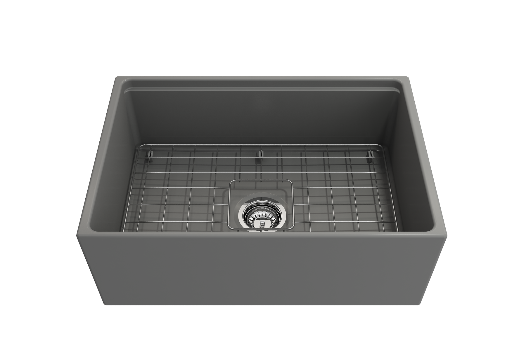 Contempo Step-Rim Apron Front Fireclay 27 in. Single Bowl Kitchen Sink with Integrated Work Station & Accessories 1628