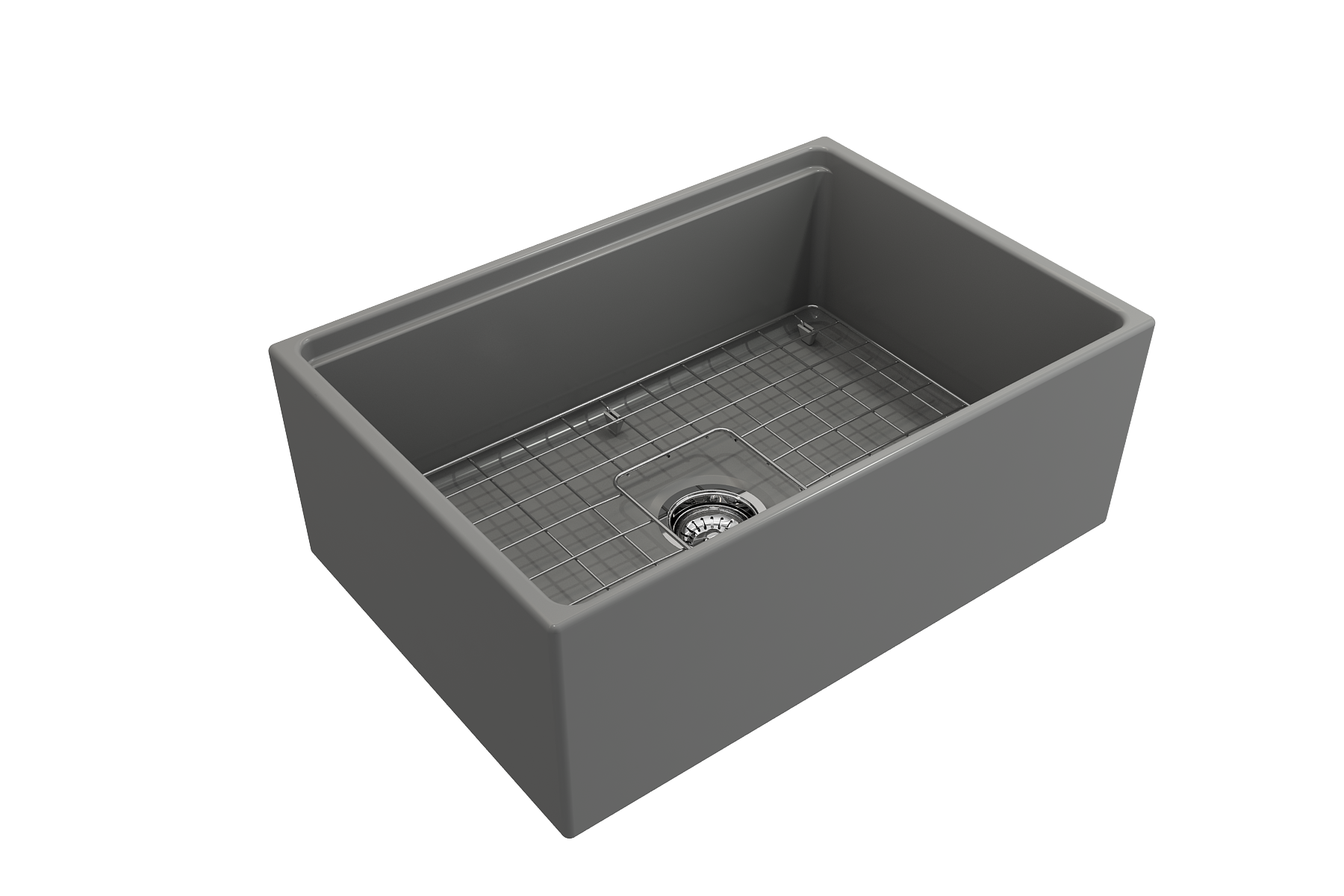 Contempo Step-Rim Apron Front Fireclay 27 in. Single Bowl Kitchen Sink with Integrated Work Station & Accessories 1628
