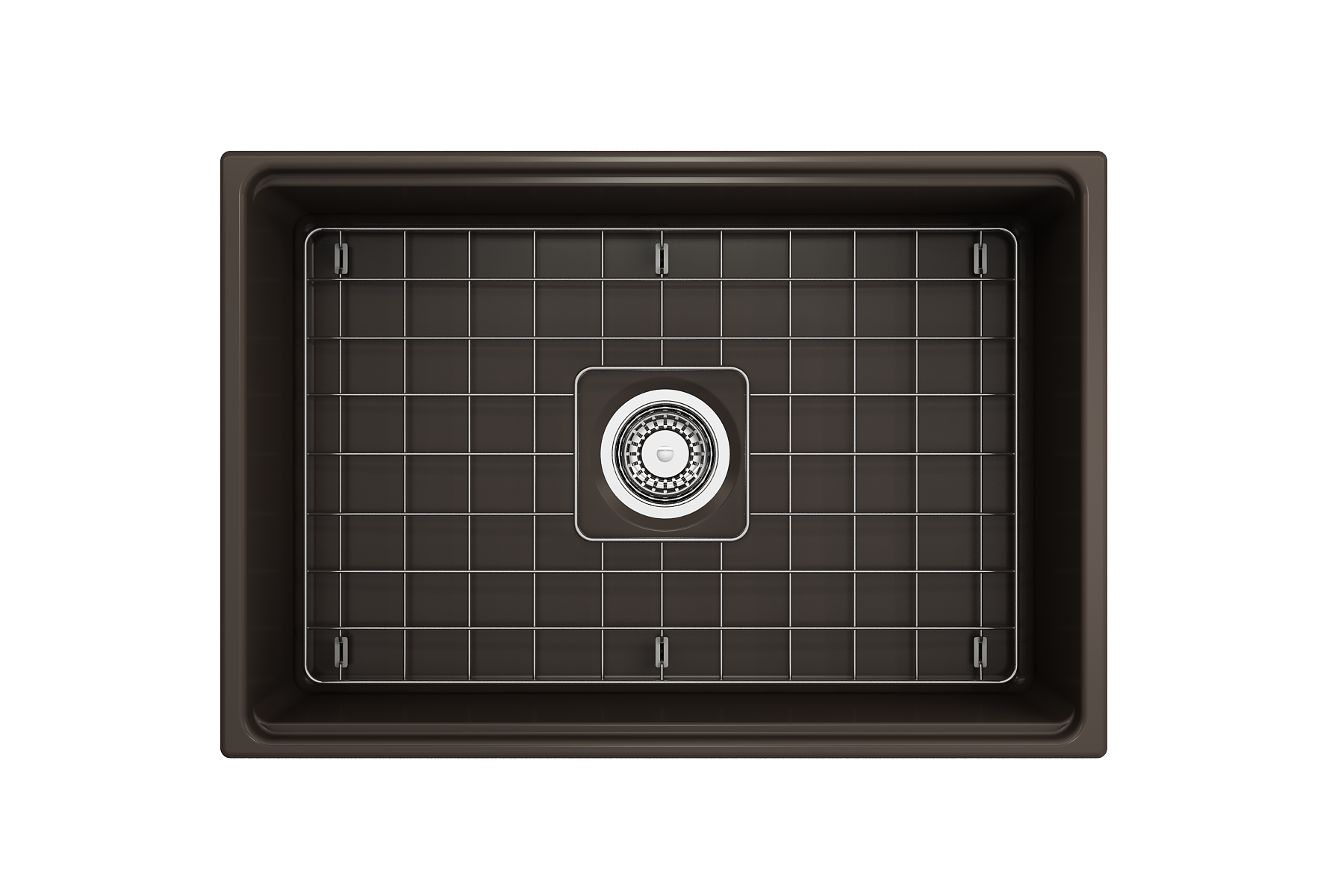Contempo Step-Rim Apron Front Fireclay 27 in. Single Bowl Kitchen Sink with Integrated Work Station & Accessories 1628