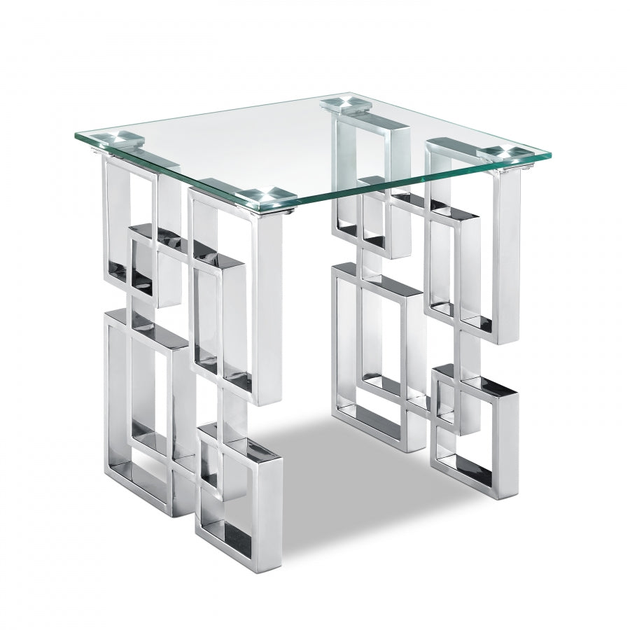 Alexis Glass Top And Chrome Steel Base End / Side Table – GS Design ...