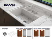 Baveno Hide-Away Workstation Fireclay 27 in. Single Bowl Kitchen Sink 3-hole with Accessories 1633