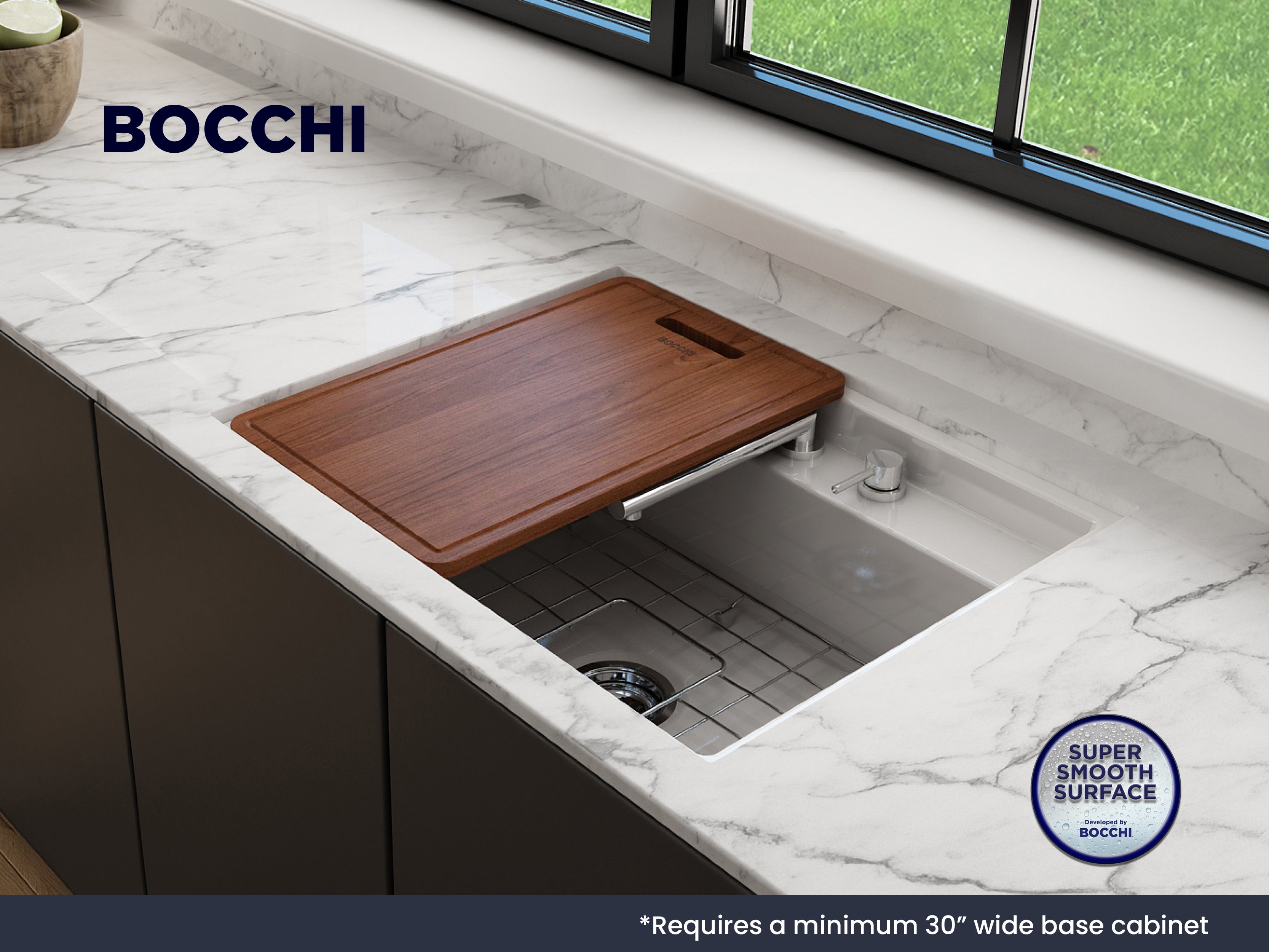 Baveno Hide-Away Workstation Fireclay 27 in. Single Bowl Kitchen Sink 3-hole with Accessories 1633