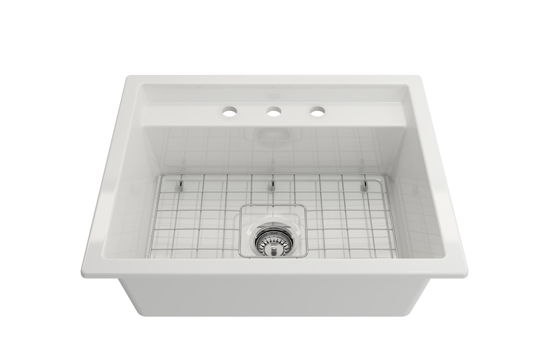 Baveno Hide-Away Workstation Fireclay 27 in. Single Bowl Kitchen Sink 3-hole with Accessories 1633