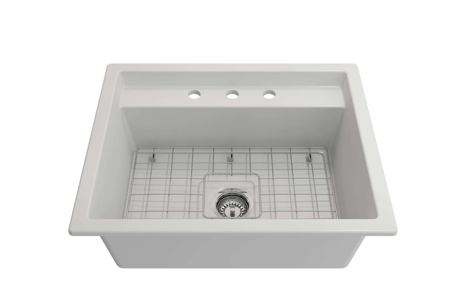 Baveno Hide-Away Workstation Fireclay 27 in. Single Bowl Kitchen Sink 3-hole with Accessories 1633