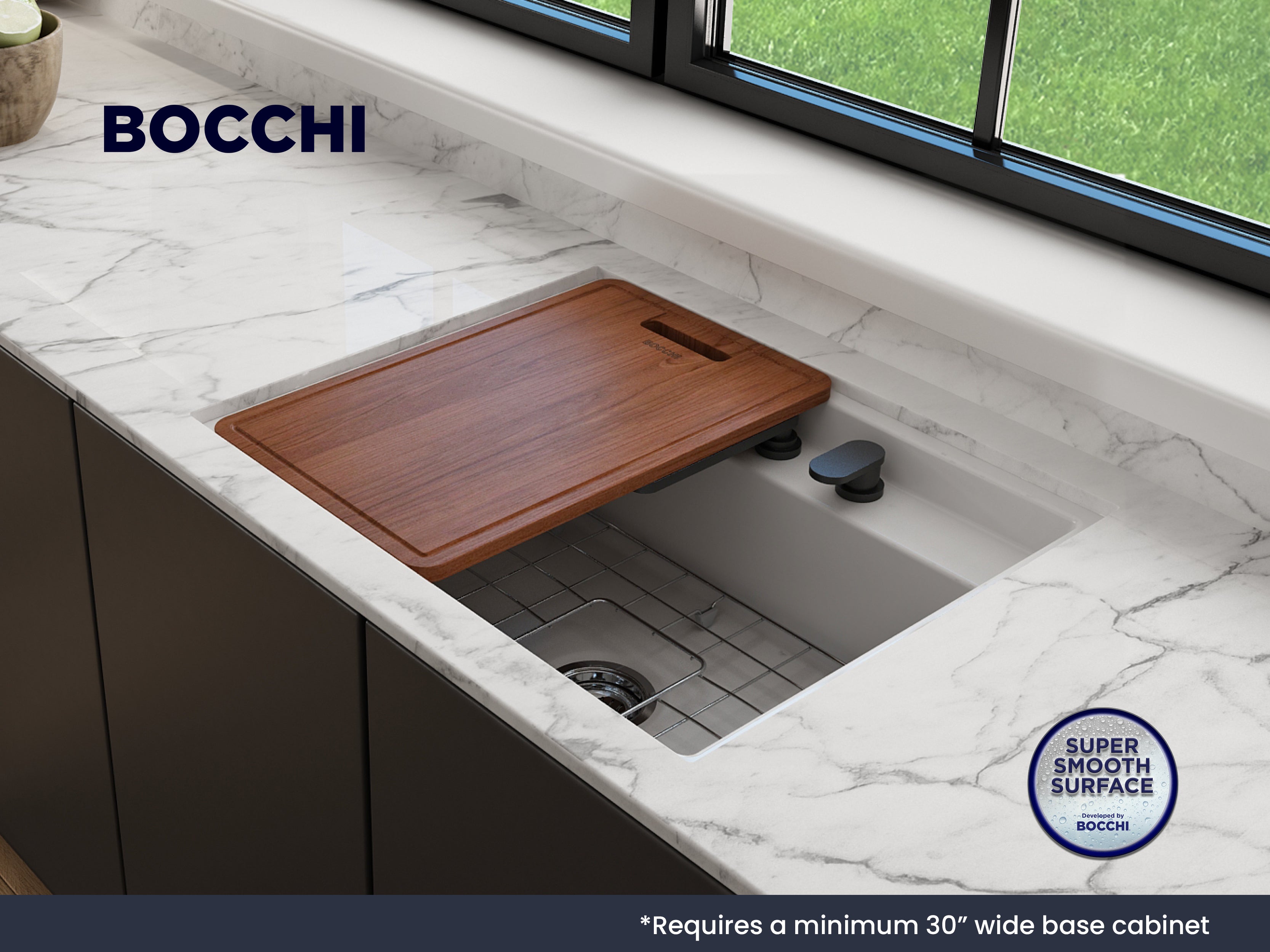 Baveno Hide-Away Workstation Fireclay 27 in. Single Bowl Kitchen Sink 3-hole with Accessories 1633