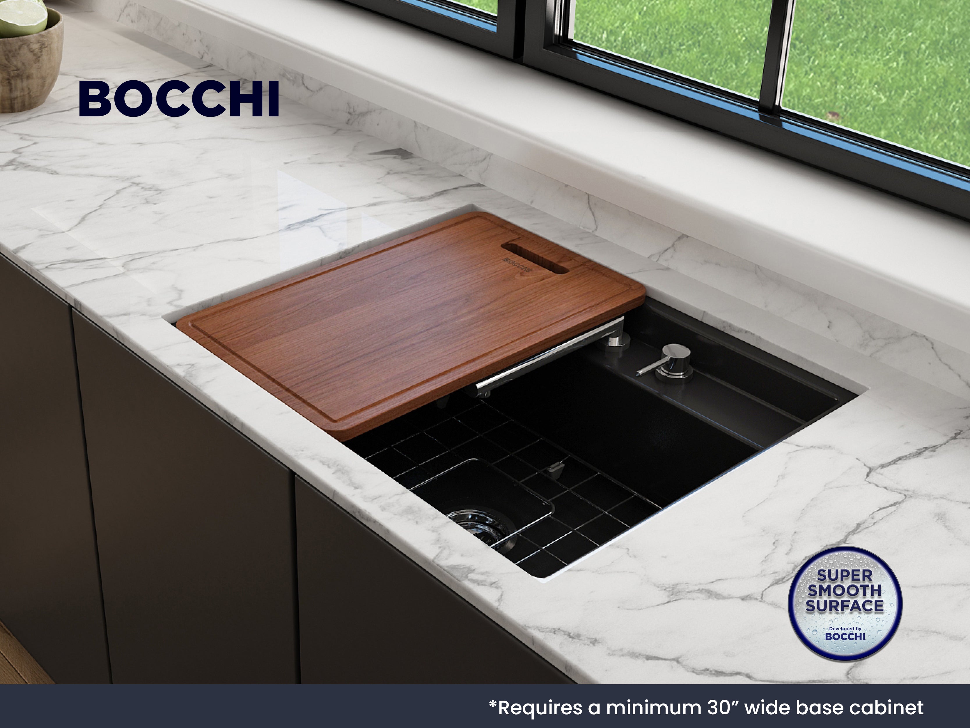 Baveno Hide-Away Workstation Fireclay 27 in. Single Bowl Kitchen Sink 3-hole with Accessories 1633
