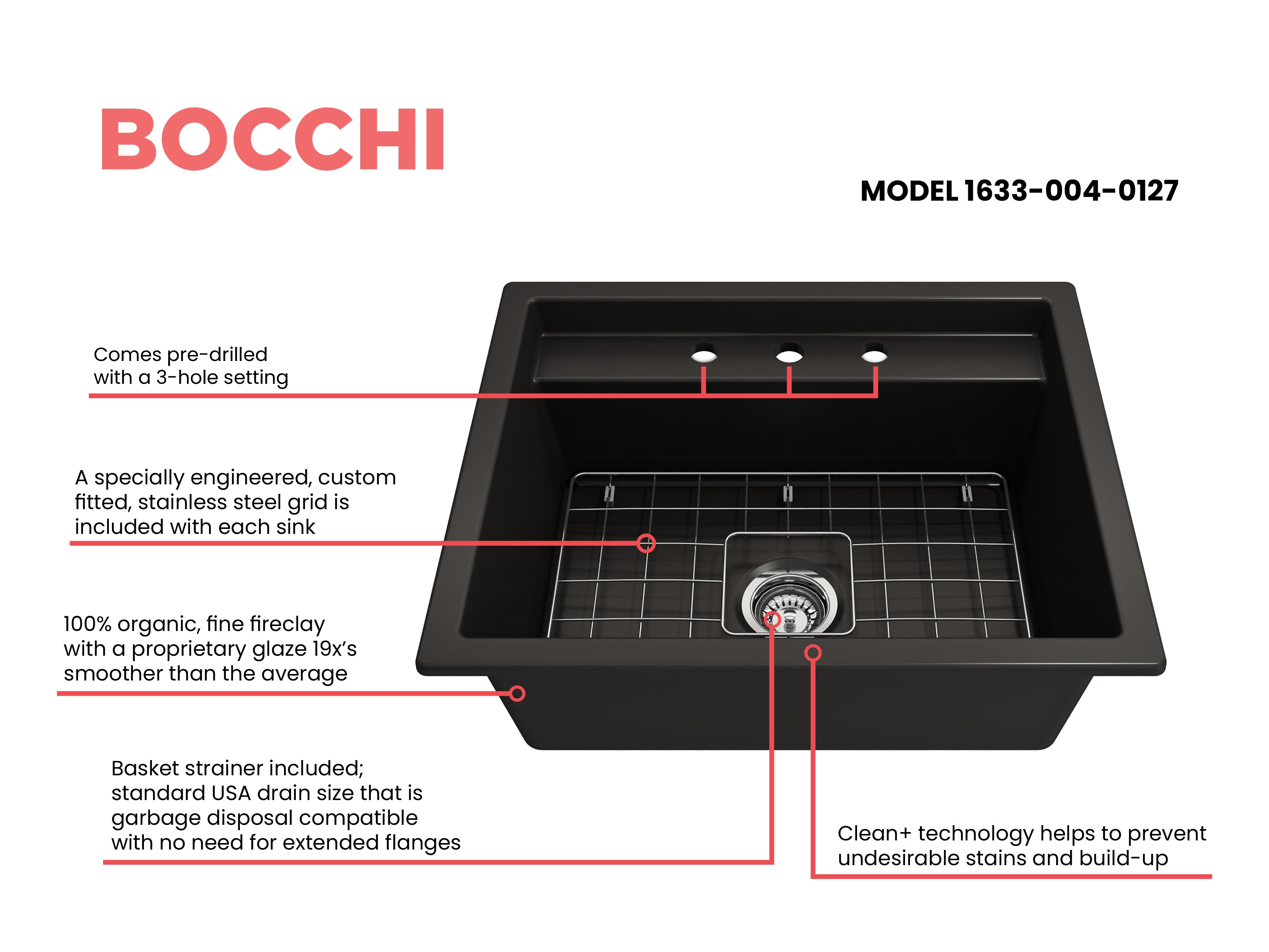 Baveno Hide-Away Workstation Fireclay 27 in. Single Bowl Kitchen Sink 3-hole with Accessories 1633