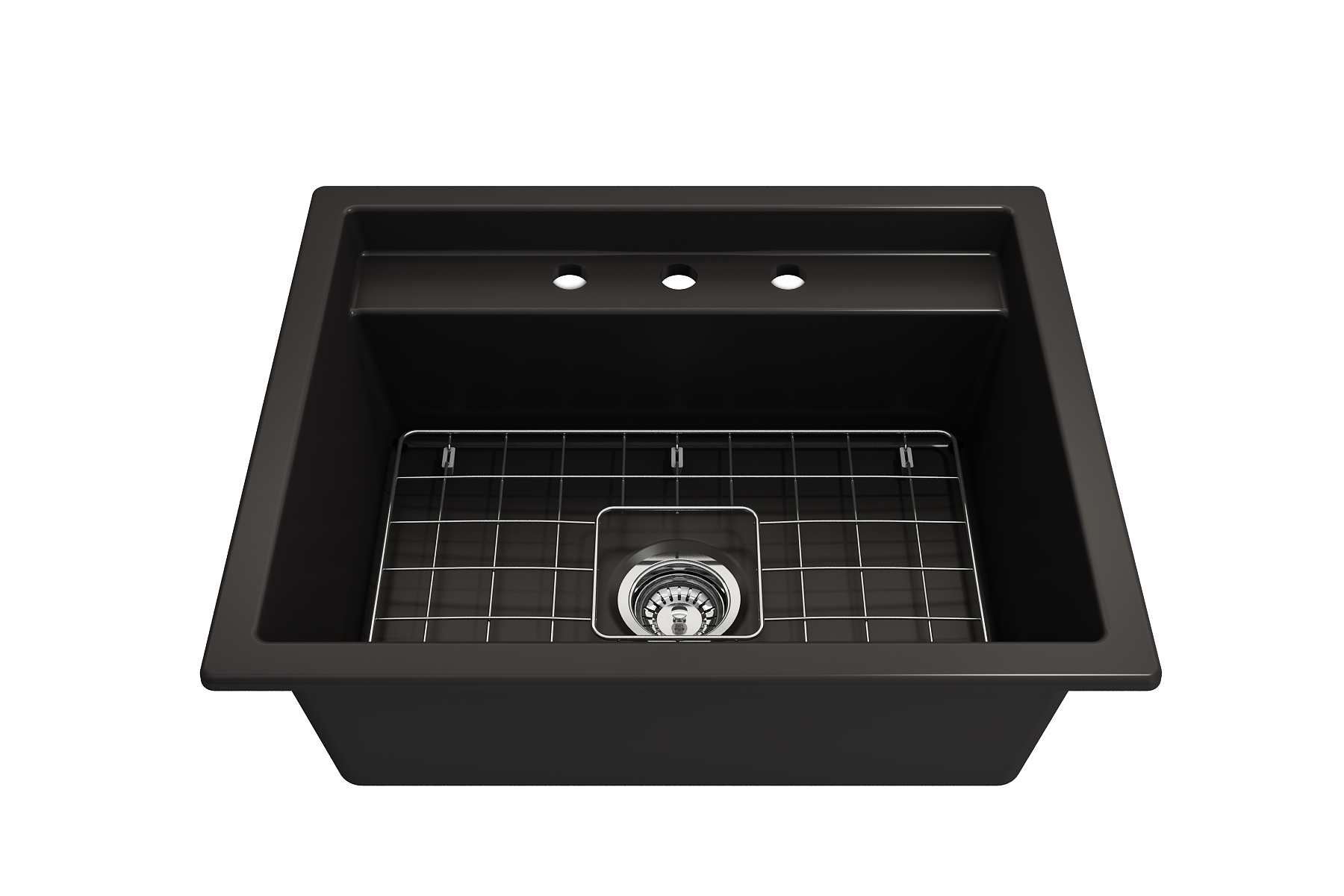 Baveno Hide-Away Workstation Fireclay 27 in. Single Bowl Kitchen Sink 3-hole with Accessories 1633