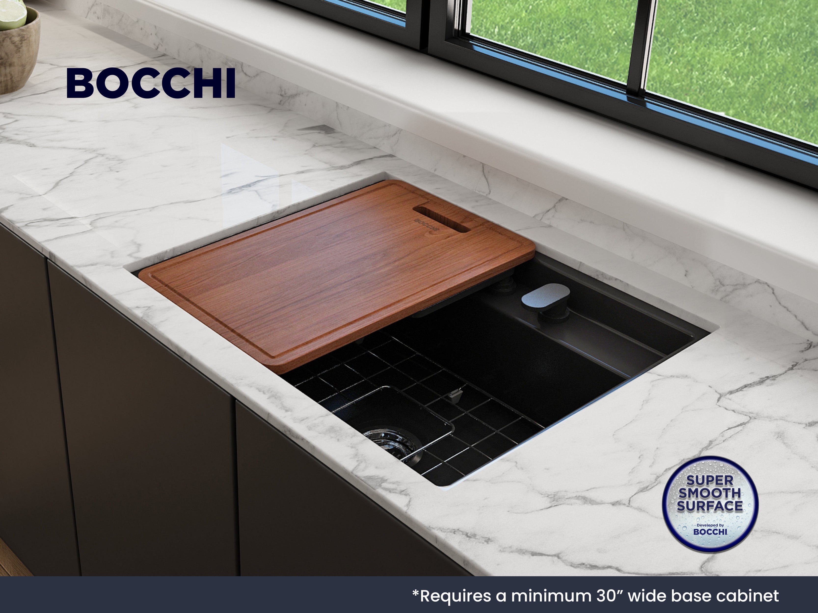 Baveno Hide-Away Workstation Fireclay 27 in. Single Bowl Kitchen Sink 3-hole with Accessories 1633