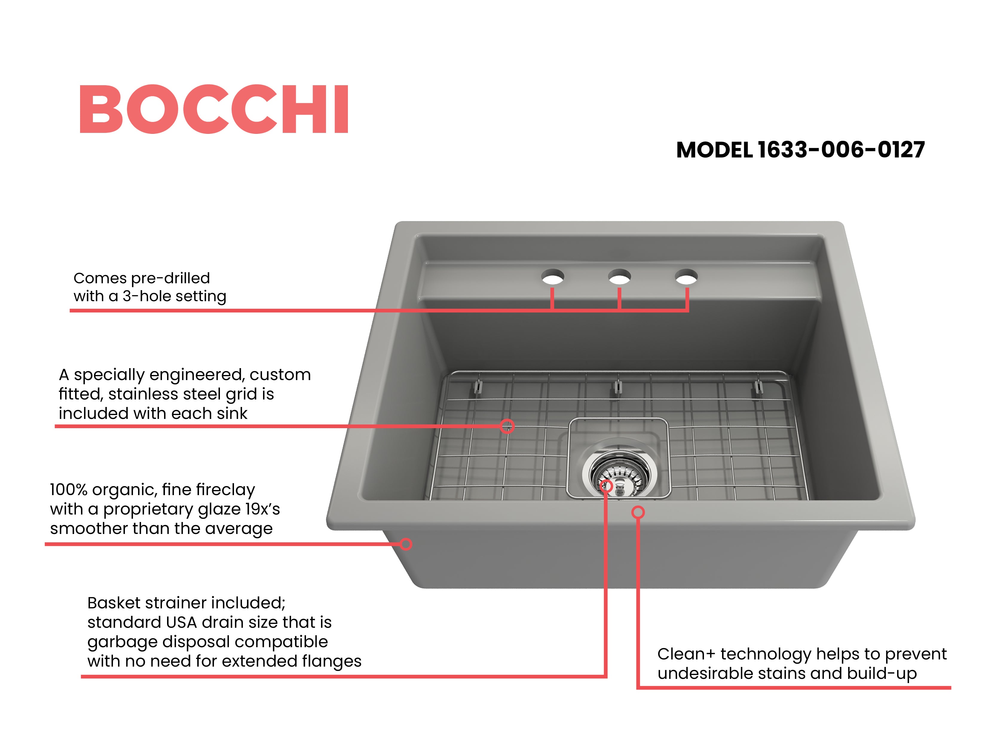 Baveno Hide-Away Workstation Fireclay 27 in. Single Bowl Kitchen Sink 3-hole with Accessories 1633
