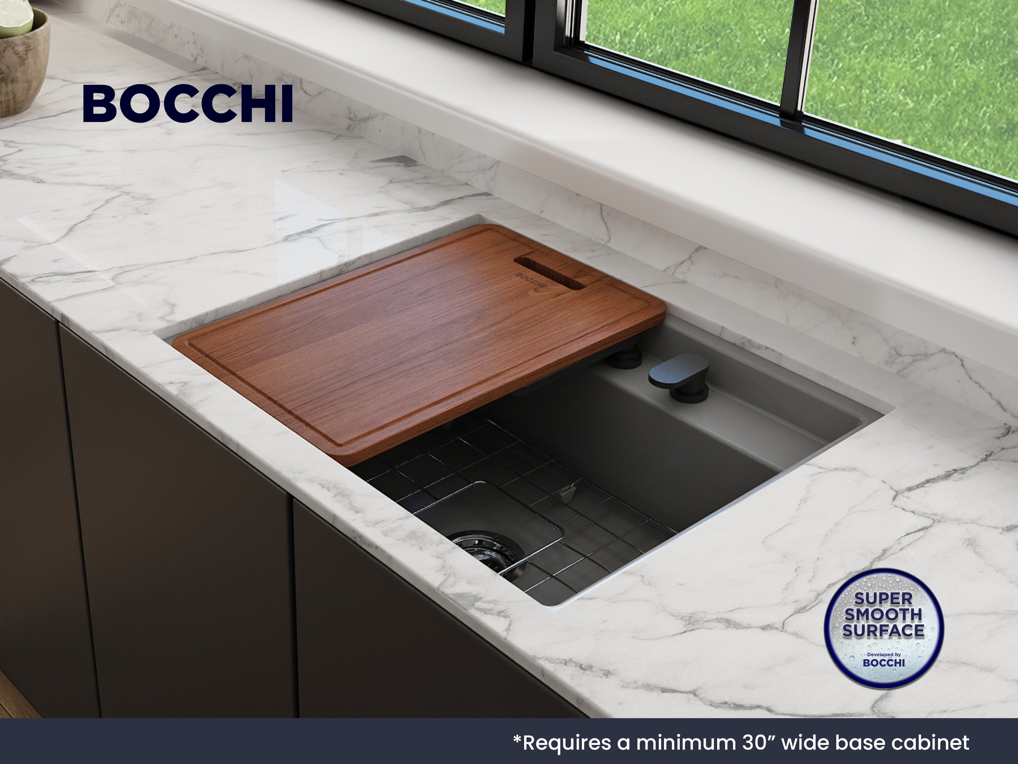 Baveno Hide-Away Workstation Fireclay 27 in. Single Bowl Kitchen Sink 3-hole with Accessories 1633