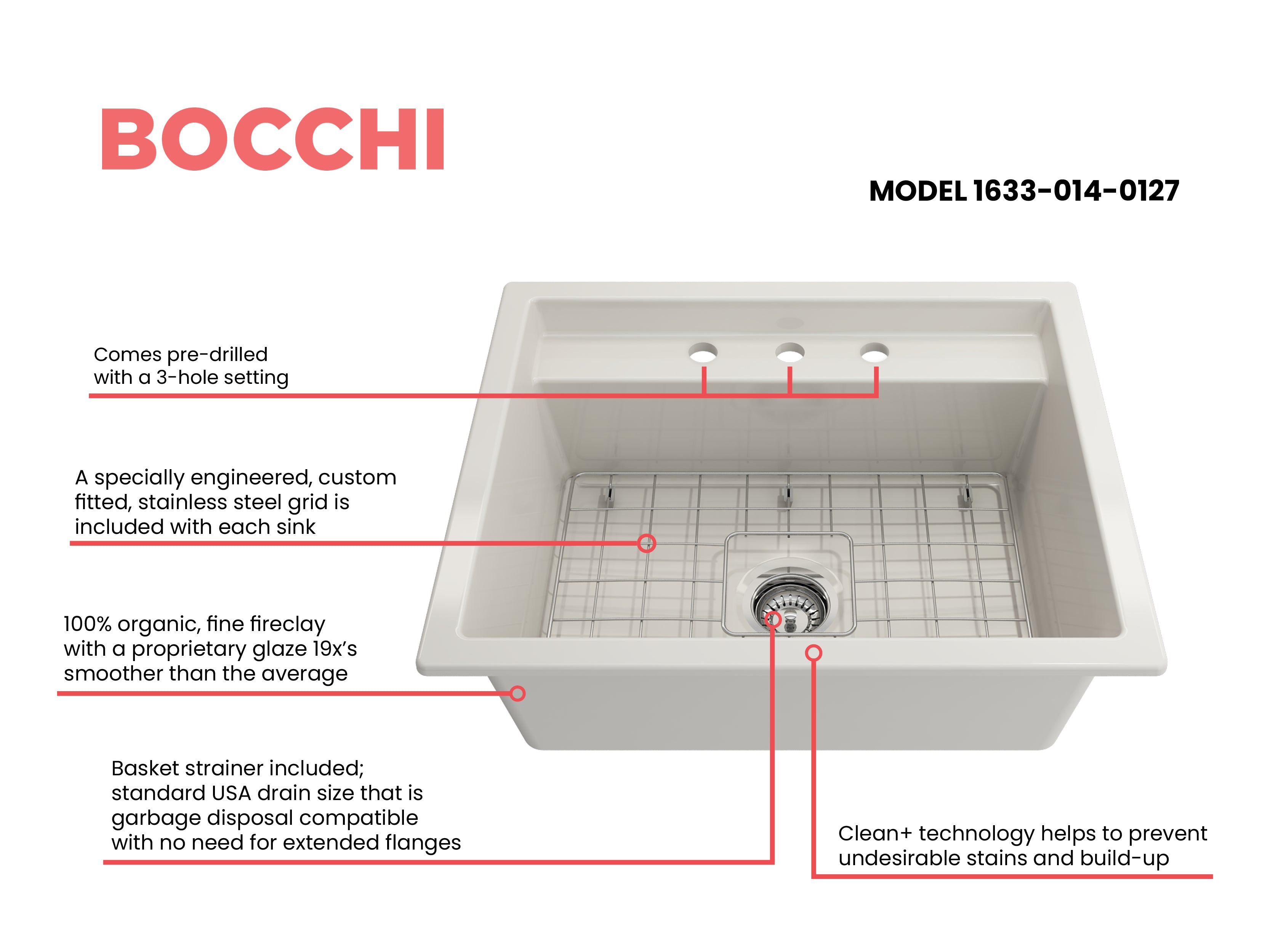 Baveno Hide-Away Workstation Fireclay 27 in. Single Bowl Kitchen Sink 3-hole with Accessories 1633