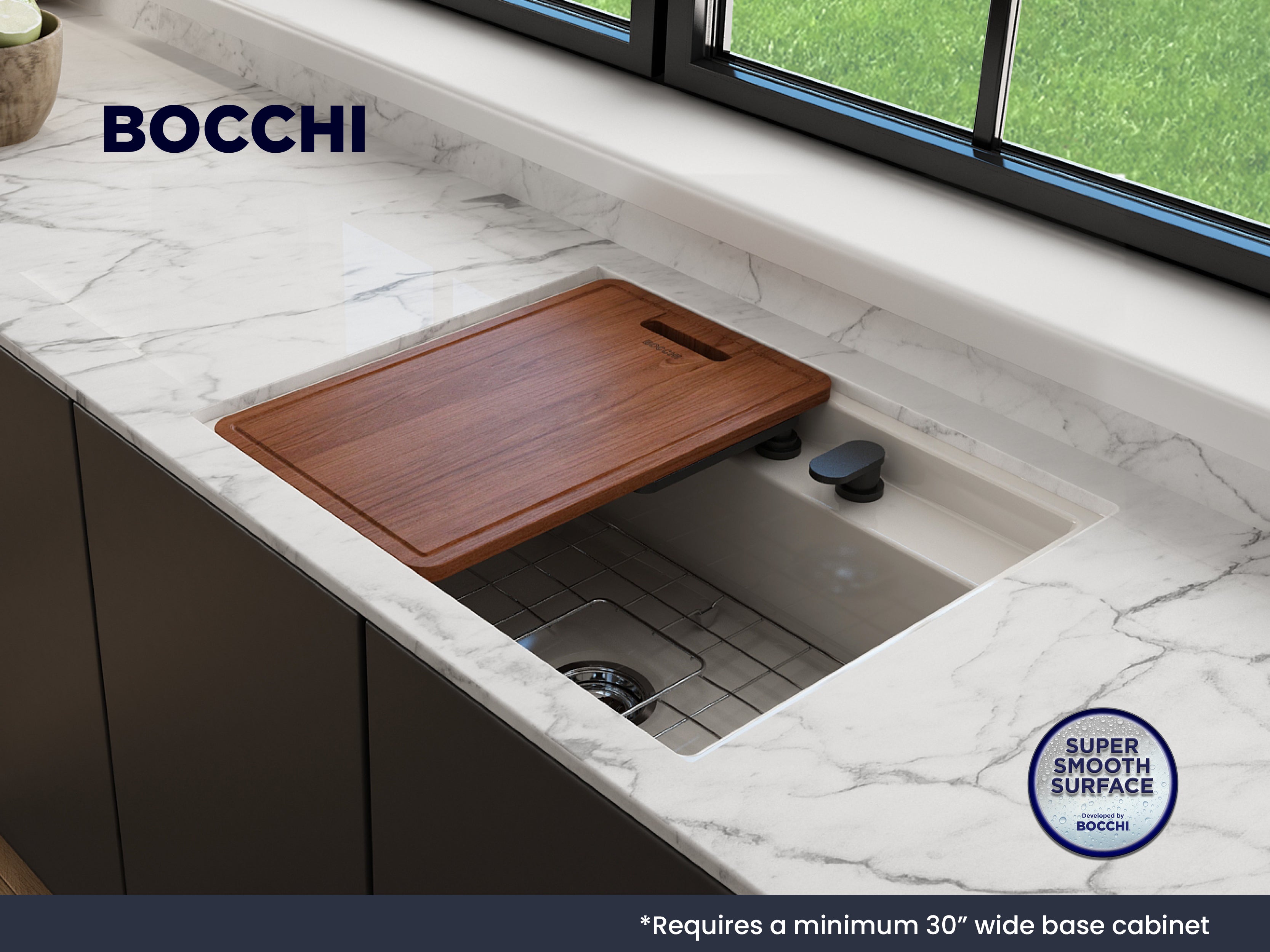 Baveno Hide-Away Workstation Fireclay 27 in. Single Bowl Kitchen Sink 3-hole with Accessories 1633