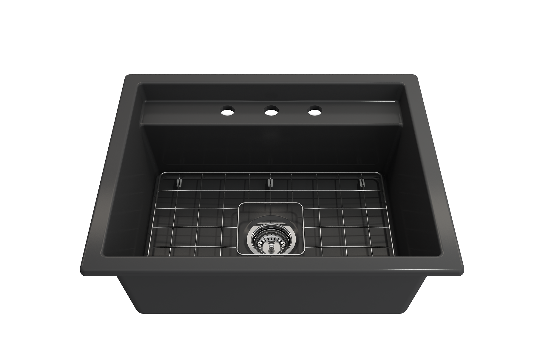 Baveno Hide-Away Workstation Fireclay 27 in. Single Bowl Kitchen Sink 3-hole with Accessories 1633