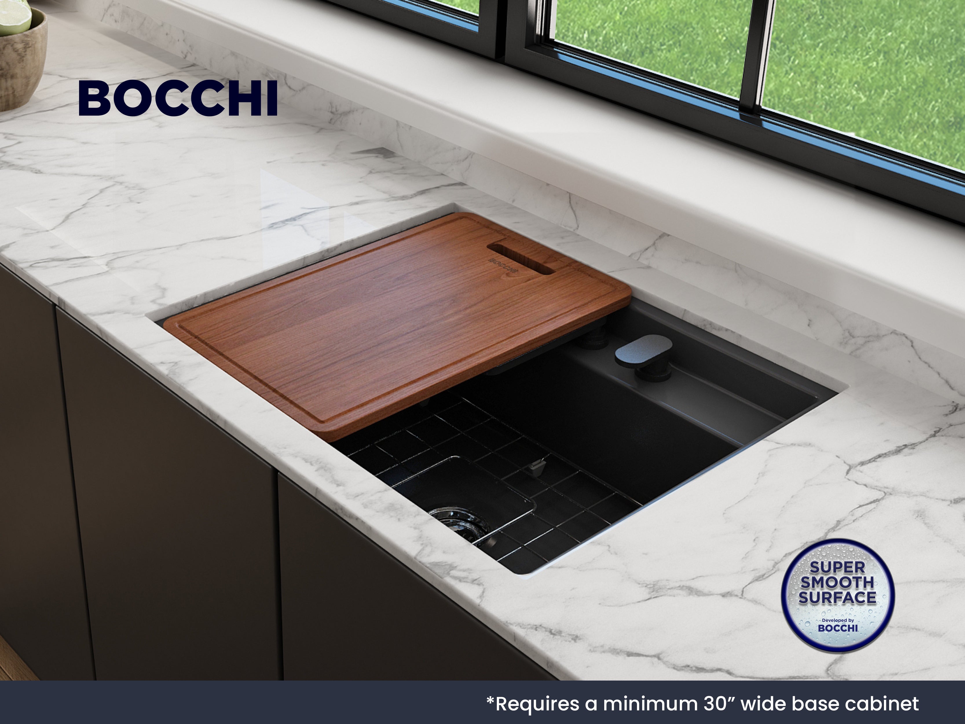 Baveno Hide-Away Workstation Fireclay 27 in. Single Bowl Kitchen Sink 3-hole with Accessories 1633