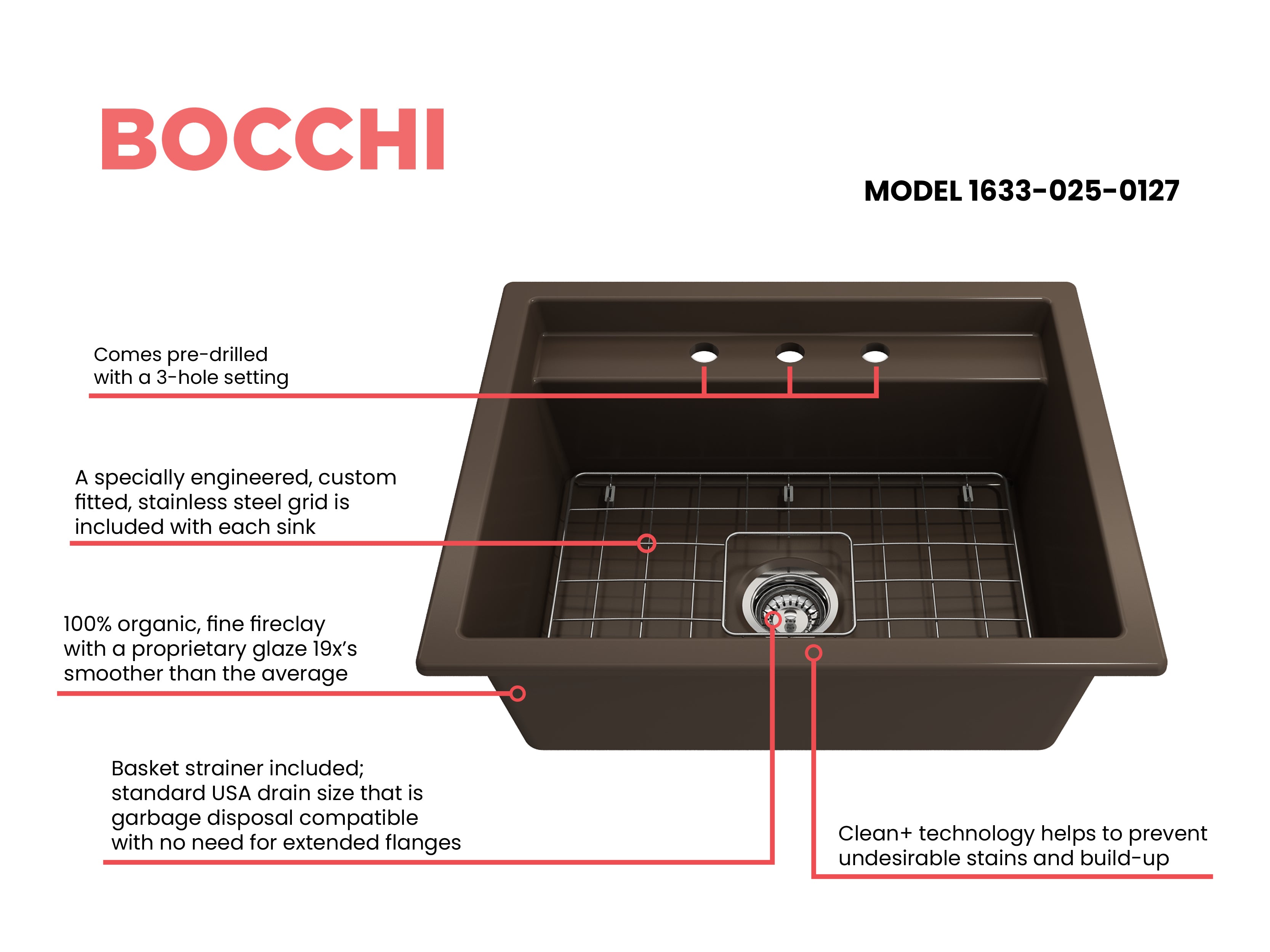 Baveno Hide-Away Workstation Fireclay 27 in. Single Bowl Kitchen Sink 3-hole with Accessories 1633