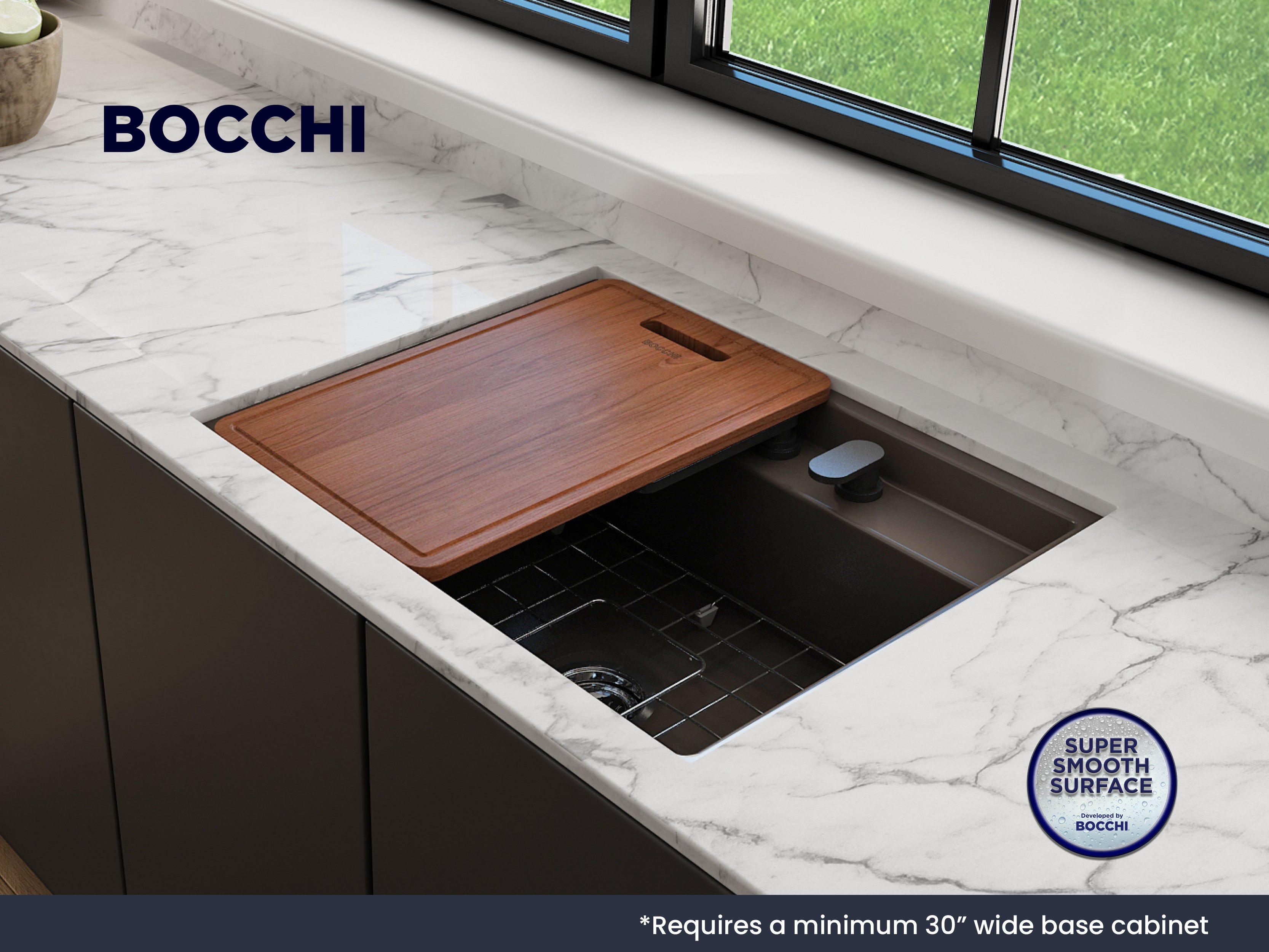 Baveno Hide-Away Workstation Fireclay 27 in. Single Bowl Kitchen Sink 3-hole with Accessories 1633