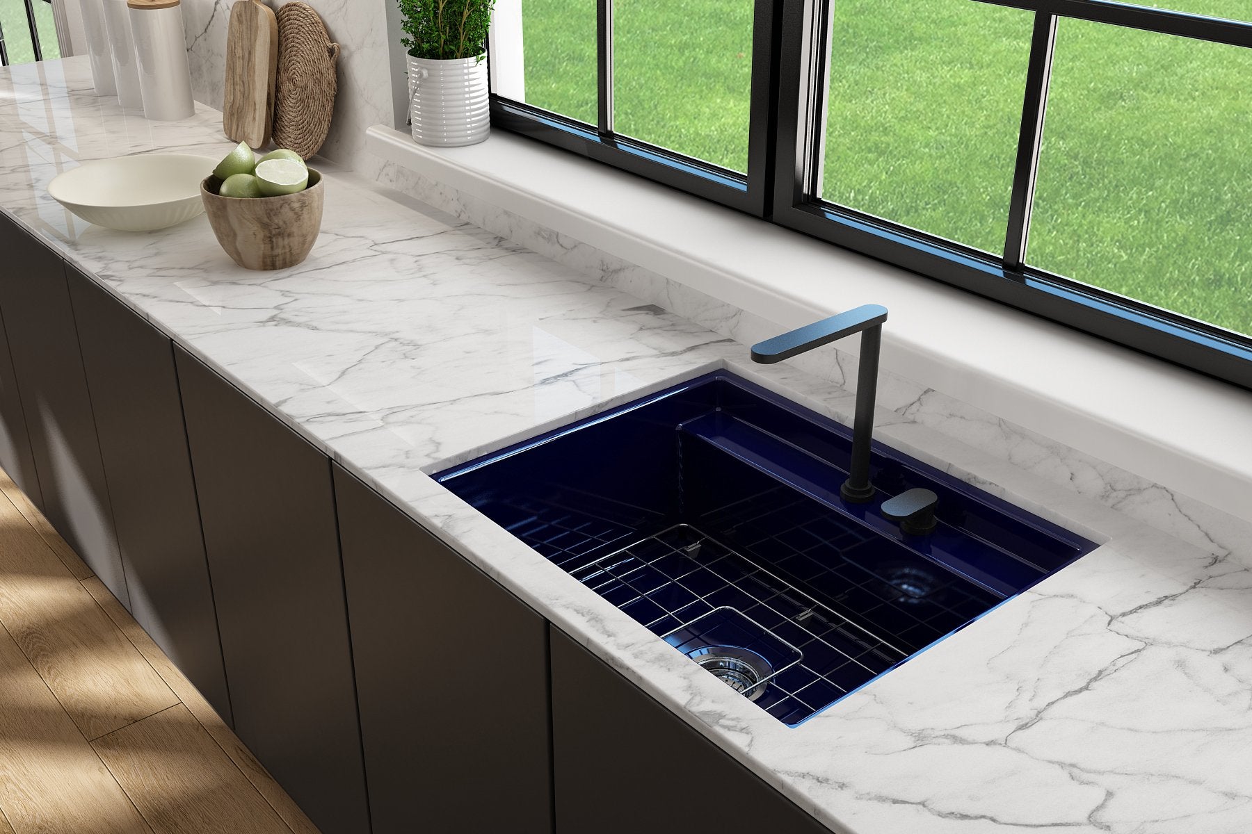 Baveno Hide-Away Workstation Fireclay 27 in. Single Bowl Kitchen Sink 3-hole with Accessories 1633