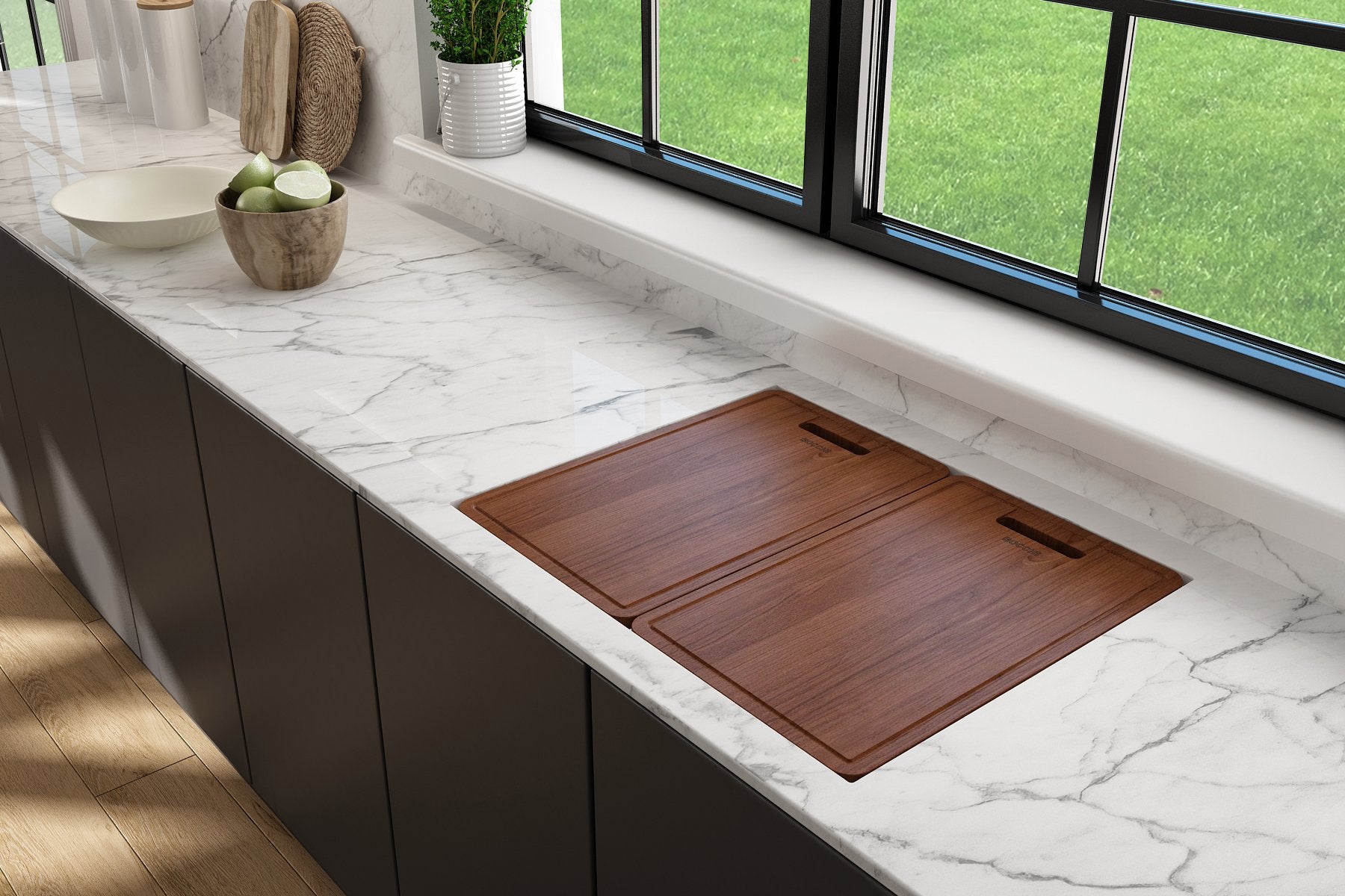 Baveno Hide-Away Workstation Fireclay 27 in. Single Bowl Kitchen Sink 3-hole with Accessories 1633