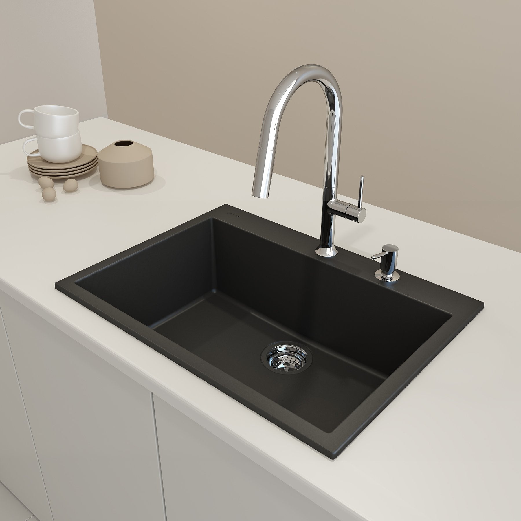 Campino Uno Dual-Mount 27 in. Single Bowl Granite Composite Kitchen Sink 1634