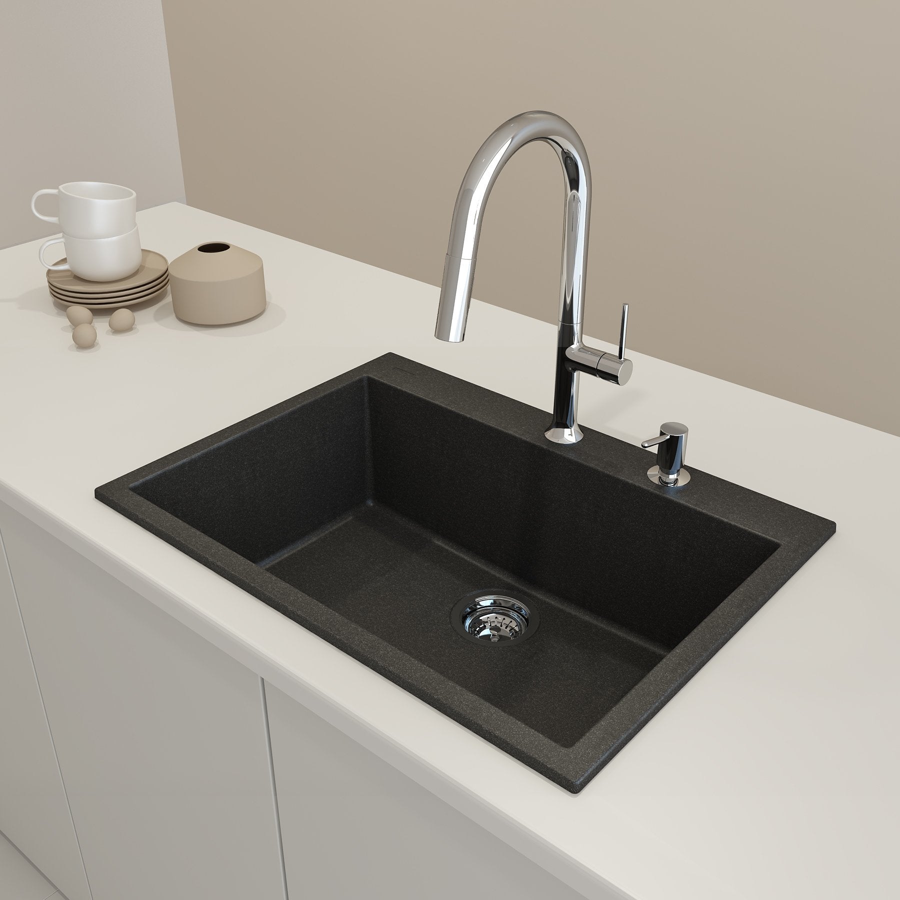 Campino Uno Dual-Mount 27 in. Single Bowl Granite Composite Kitchen Sink 1634