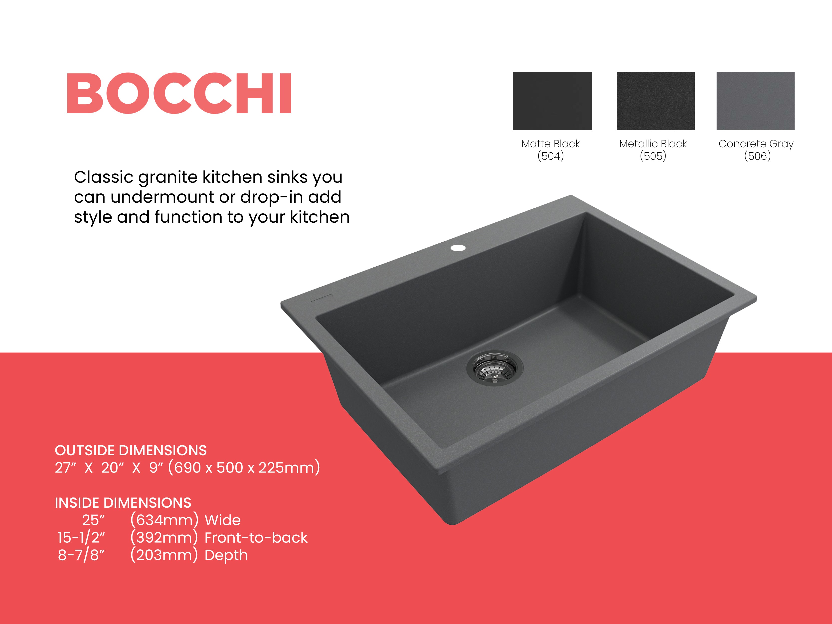 Campino Uno Dual-Mount 27 in. Single Bowl Granite Composite Kitchen Sink 1634