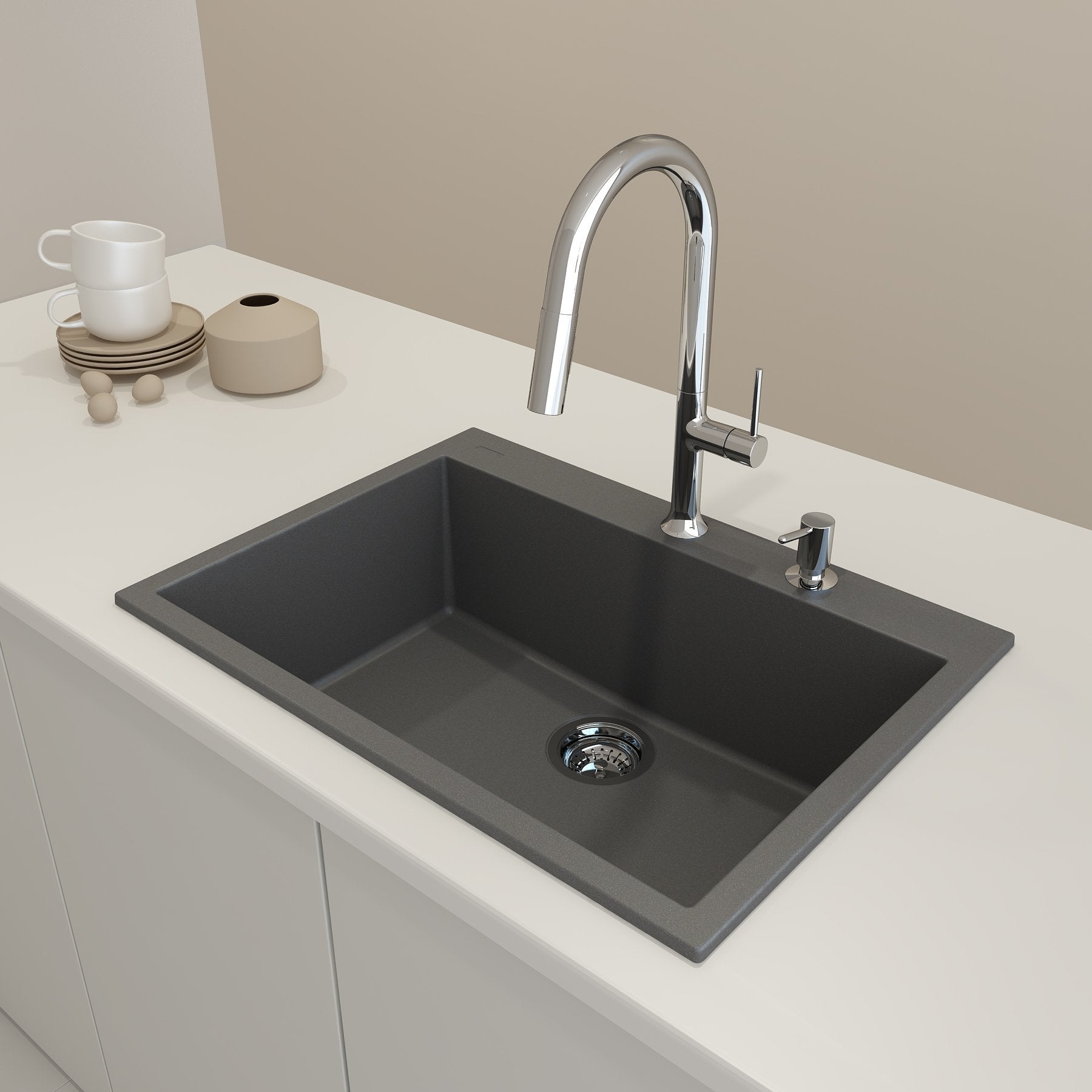 Campino Uno Dual-Mount 27 in. Single Bowl Granite Composite Kitchen Sink 1634