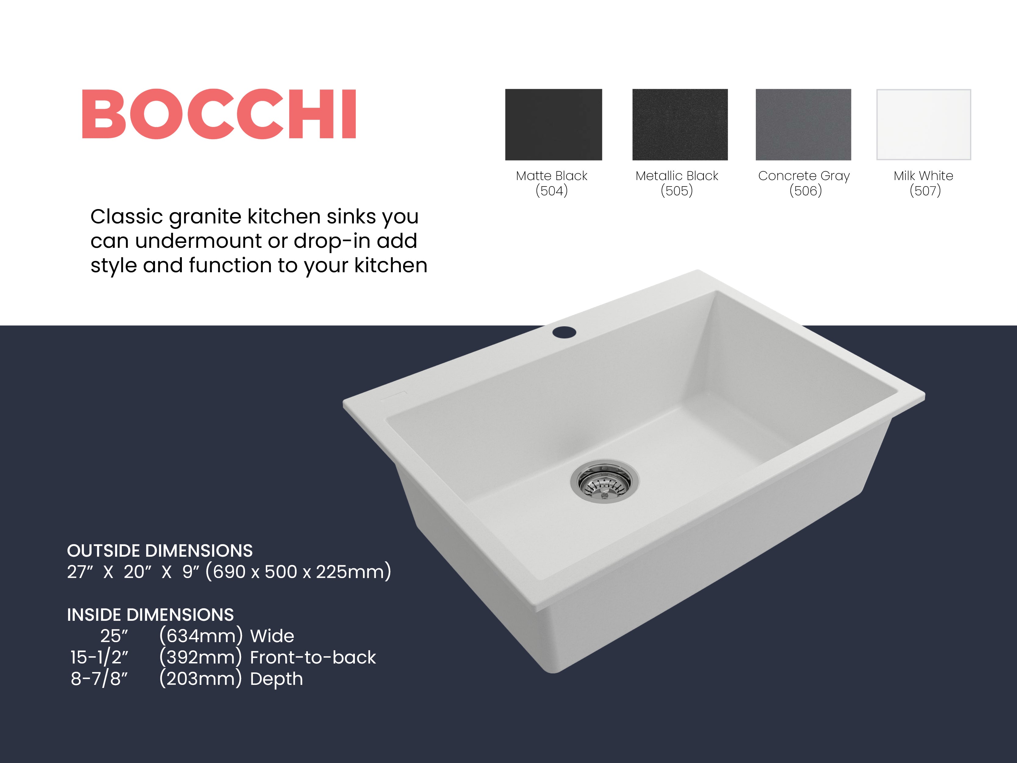 Campino Uno Dual-Mount 27 in. Single Bowl Granite Composite Kitchen Sink 1634
