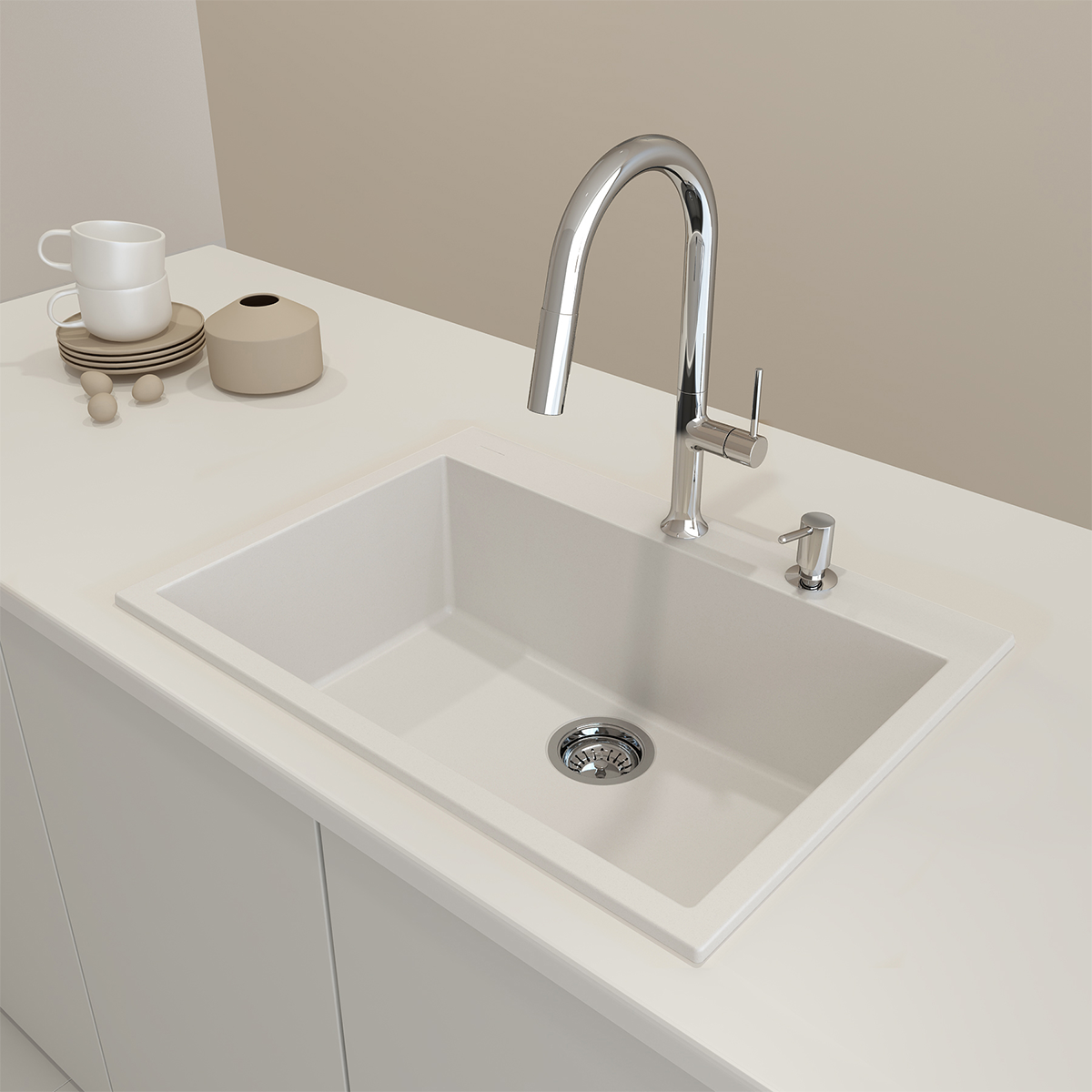 Campino Uno Dual-Mount 27 in. Single Bowl Granite Composite Kitchen Sink 1634