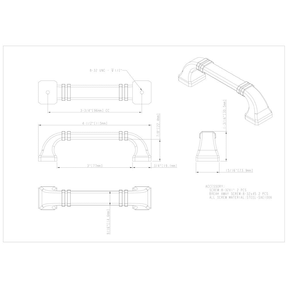 Hardware Resources 96 mm Center-to-Center Satin Nickel Ella Cabinet Pull