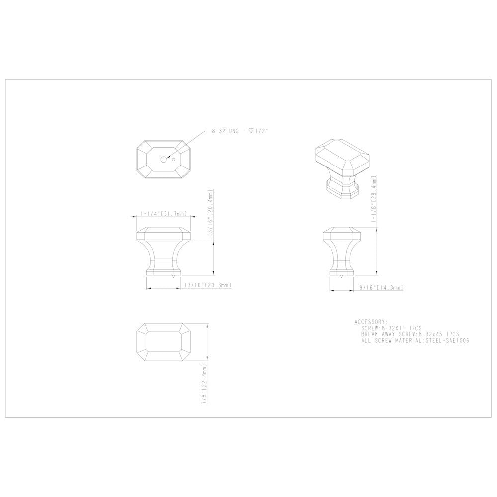 Hardware Resources 1-1/4" Overall Length Satin Nickel Emerald Ella Cabinet Knob