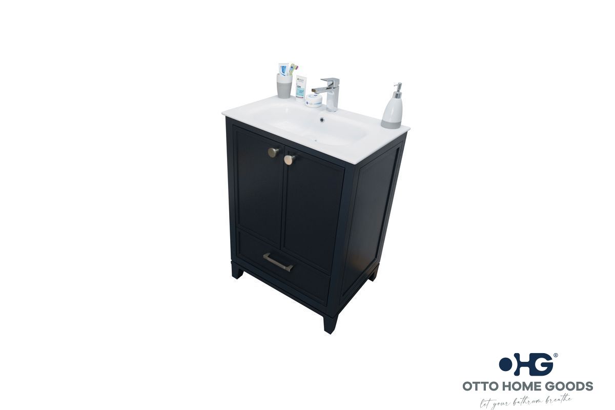 Frame 24" Dark Gray Bathroom Vanity with Integrated Sink & Brushed Nickel Hardware