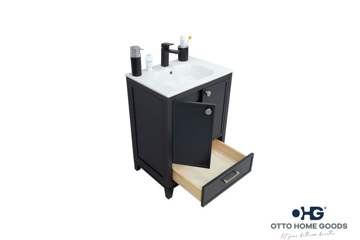 Frame 24" Dark Gray Bathroom Vanity with Integrated Sink & Brushed Nickel Hardware