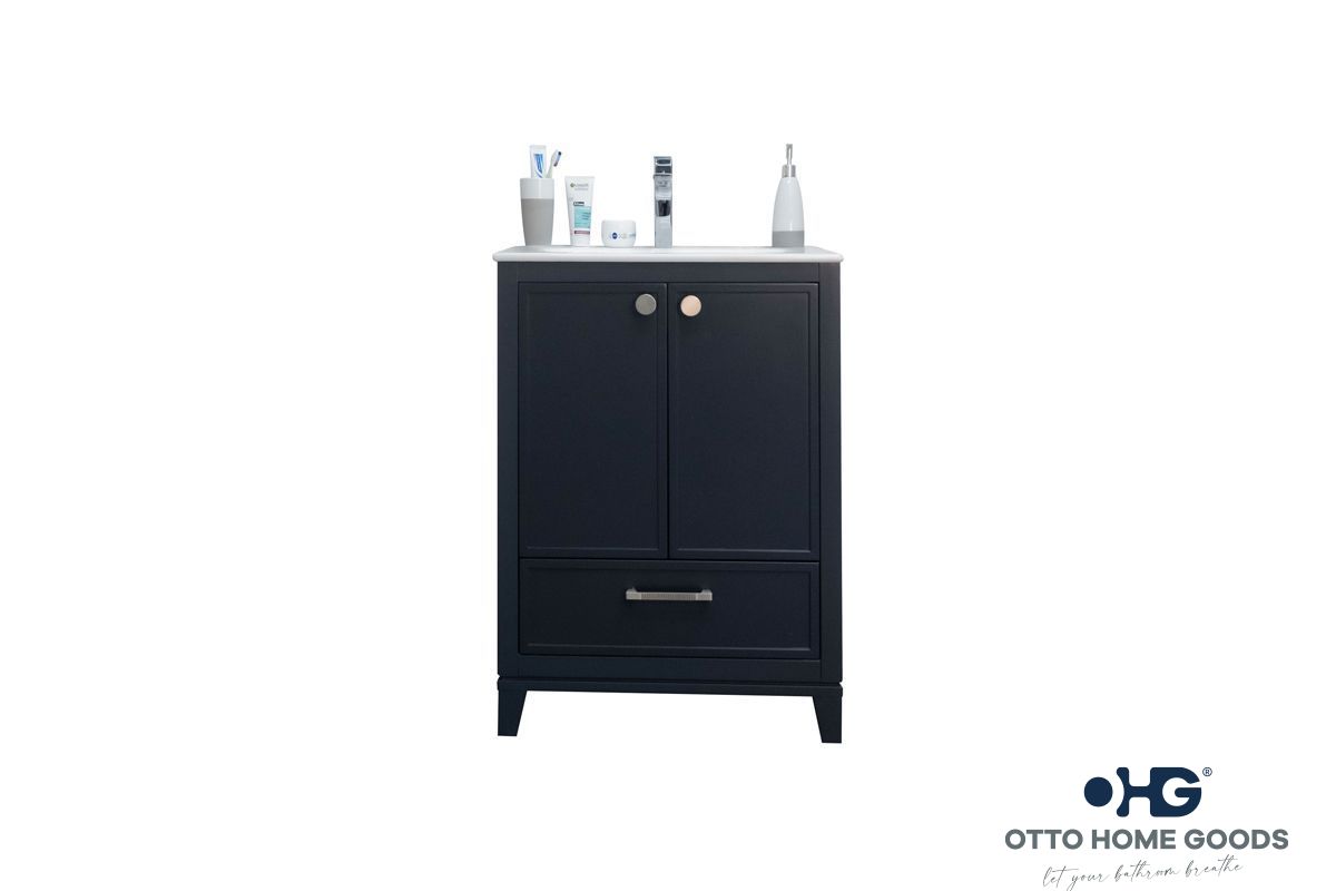 Frame 24" Dark Gray Bathroom Vanity with Integrated Sink & Brushed Nickel Hardware