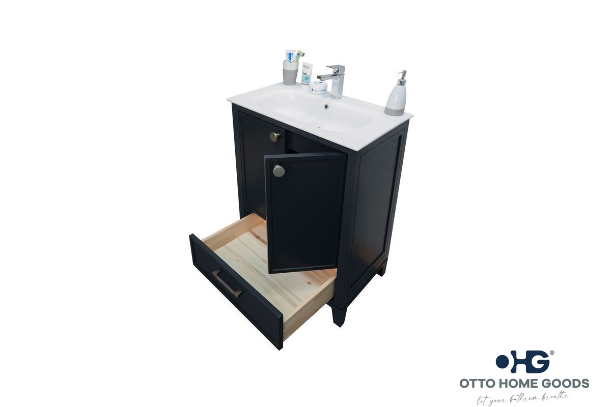 Frame 24" Dark Gray Bathroom Vanity with Integrated Sink & Brushed Nickel Hardware