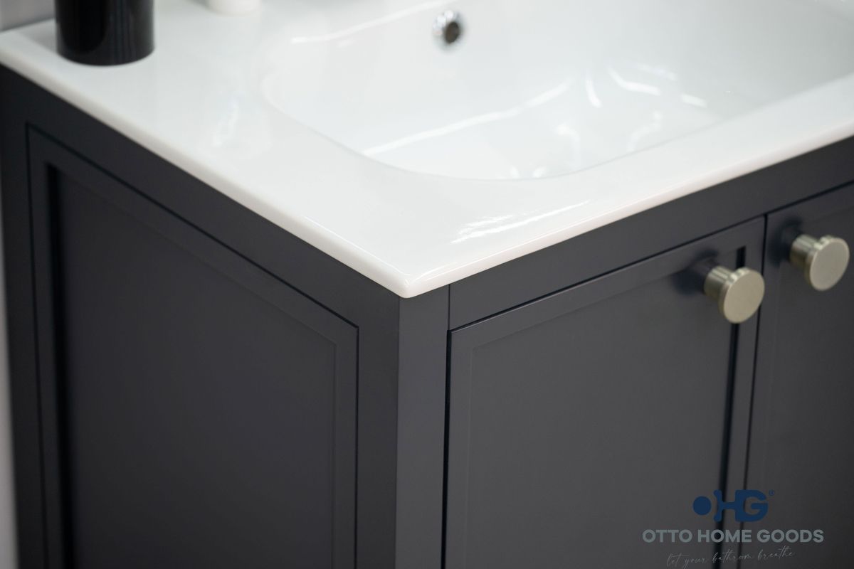 Frame 24" Dark Gray Bathroom Vanity with Integrated Sink & Brushed Nickel Hardware