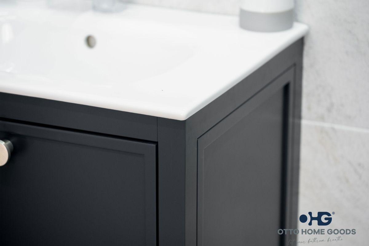Frame 24" Dark Gray Bathroom Vanity with Integrated Sink & Brushed Nickel Hardware