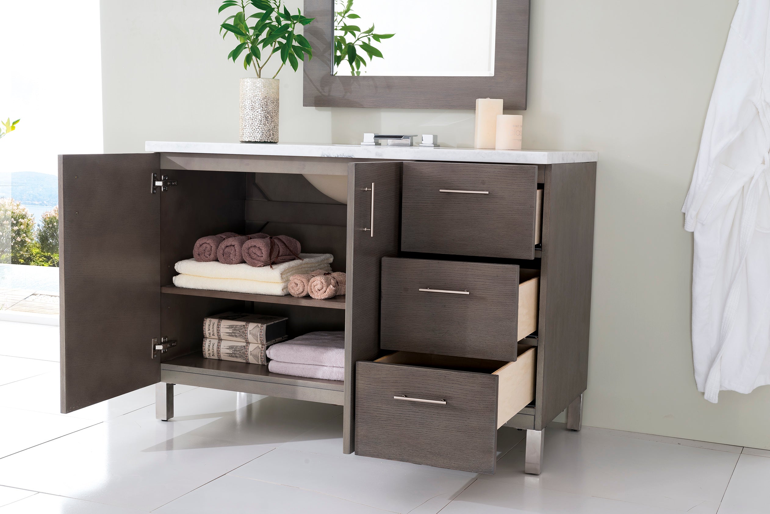 James Martin Metropolitan 48" Single Vanity in Silver Oak with 3cm Countertop