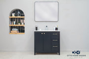 Frame 36" Dark Gray Bathroom Vanity with Integrated Sink & Brushed Nickel Hardware