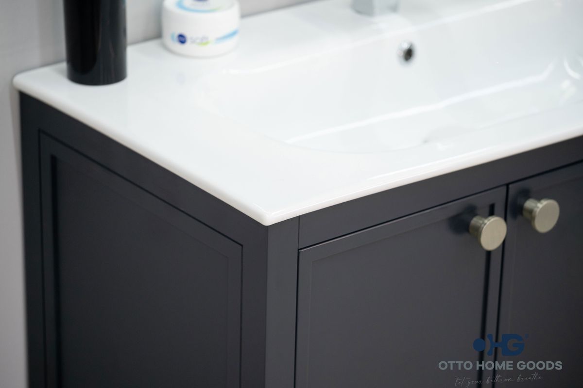 Frame 36" Dark Gray Bathroom Vanity with Integrated Sink & Brushed Nickel Hardware
