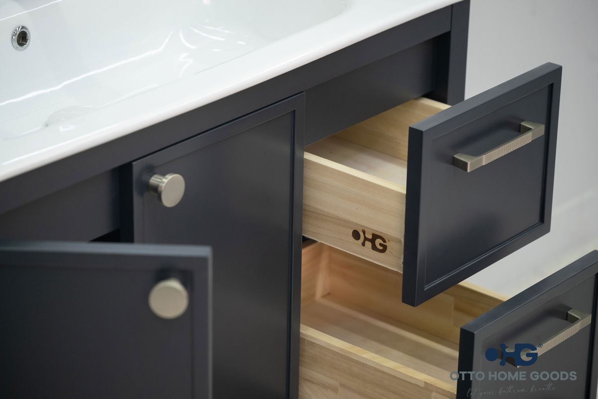 Frame 36" Dark Gray Bathroom Vanity with Integrated Sink & Brushed Nickel Hardware