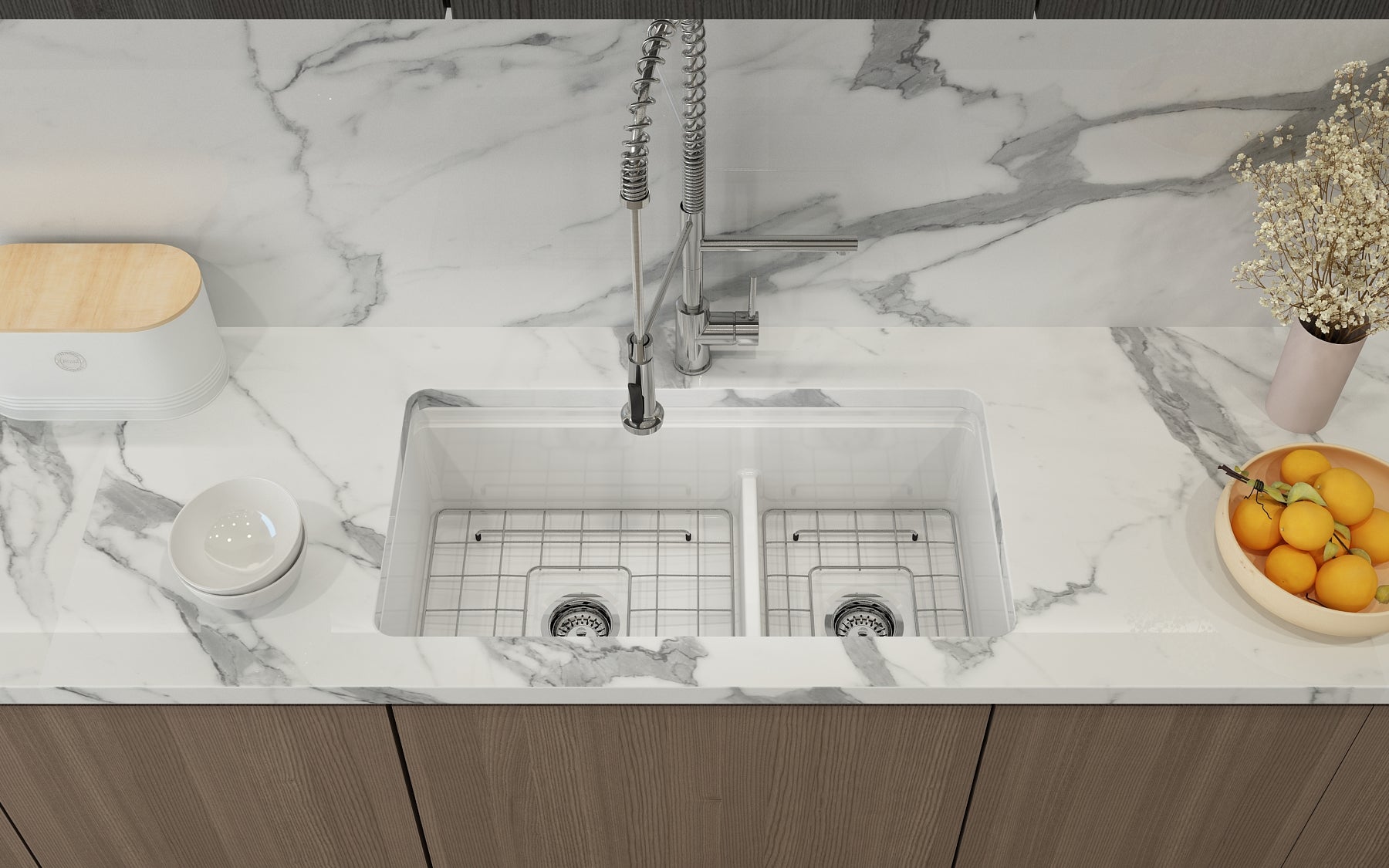 SOTTO STEP-RIM 34D Fireclay Workstation Sinks